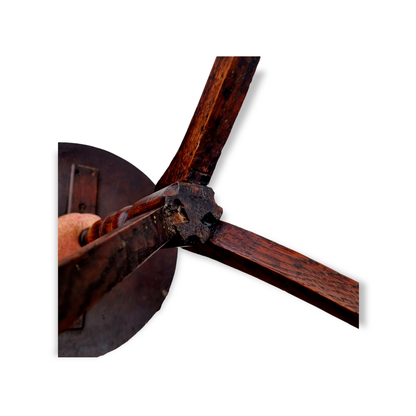 Provincial Late 18th Century English Antique Oak & Mahogany Tripod Table / Wine Table