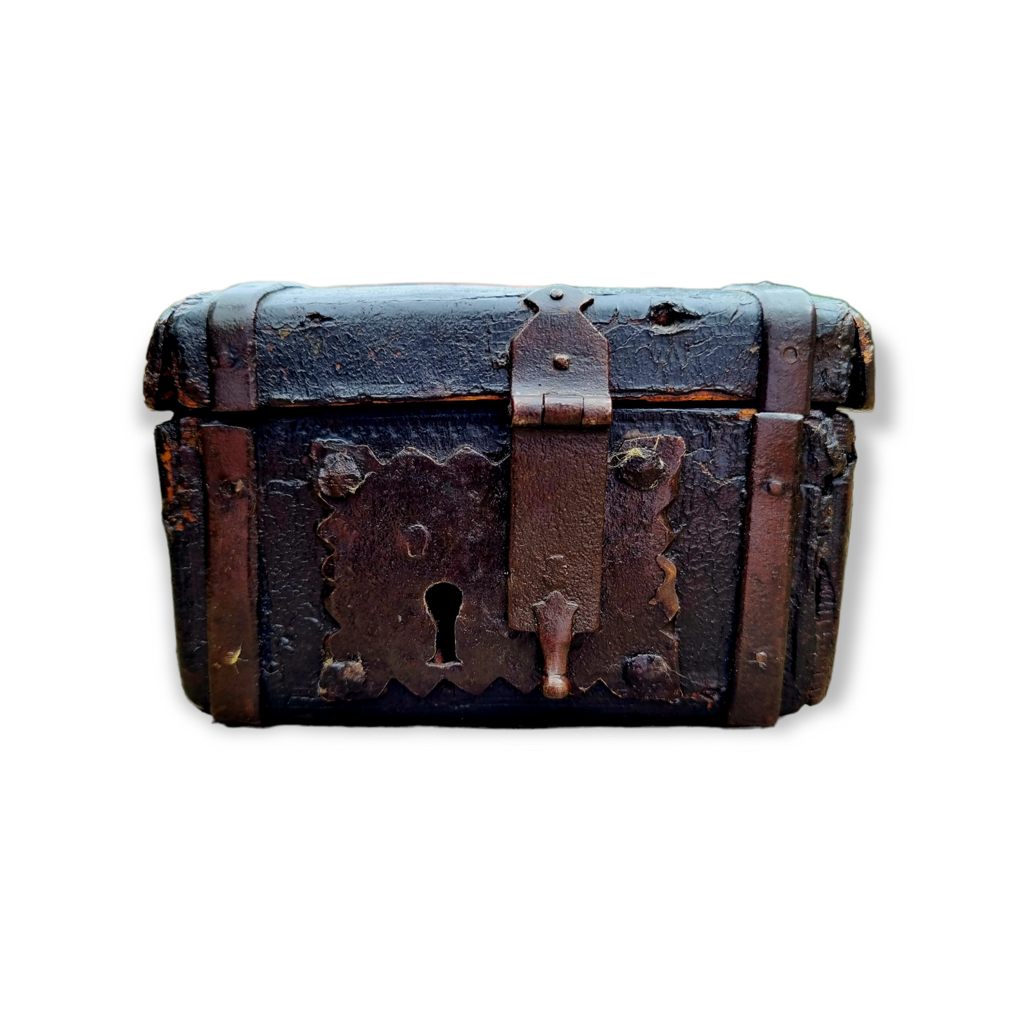 Diminutive 16th Century Antique Leather and Iron-Bound Missal Box