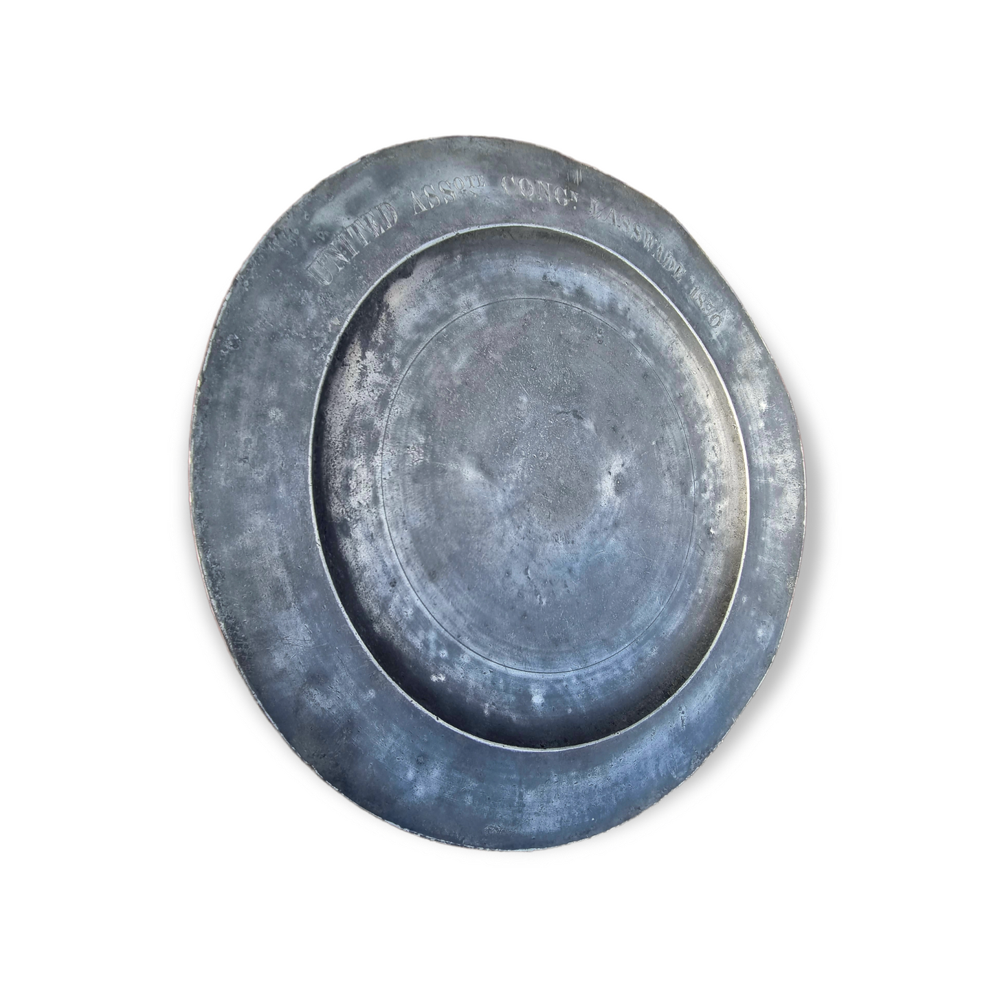 Robert Kinniburgh of Edinburgh - Early 19th Century Scottish Antique Pewter Charger Inscribed "United Assote Congn Lasswade 1830"