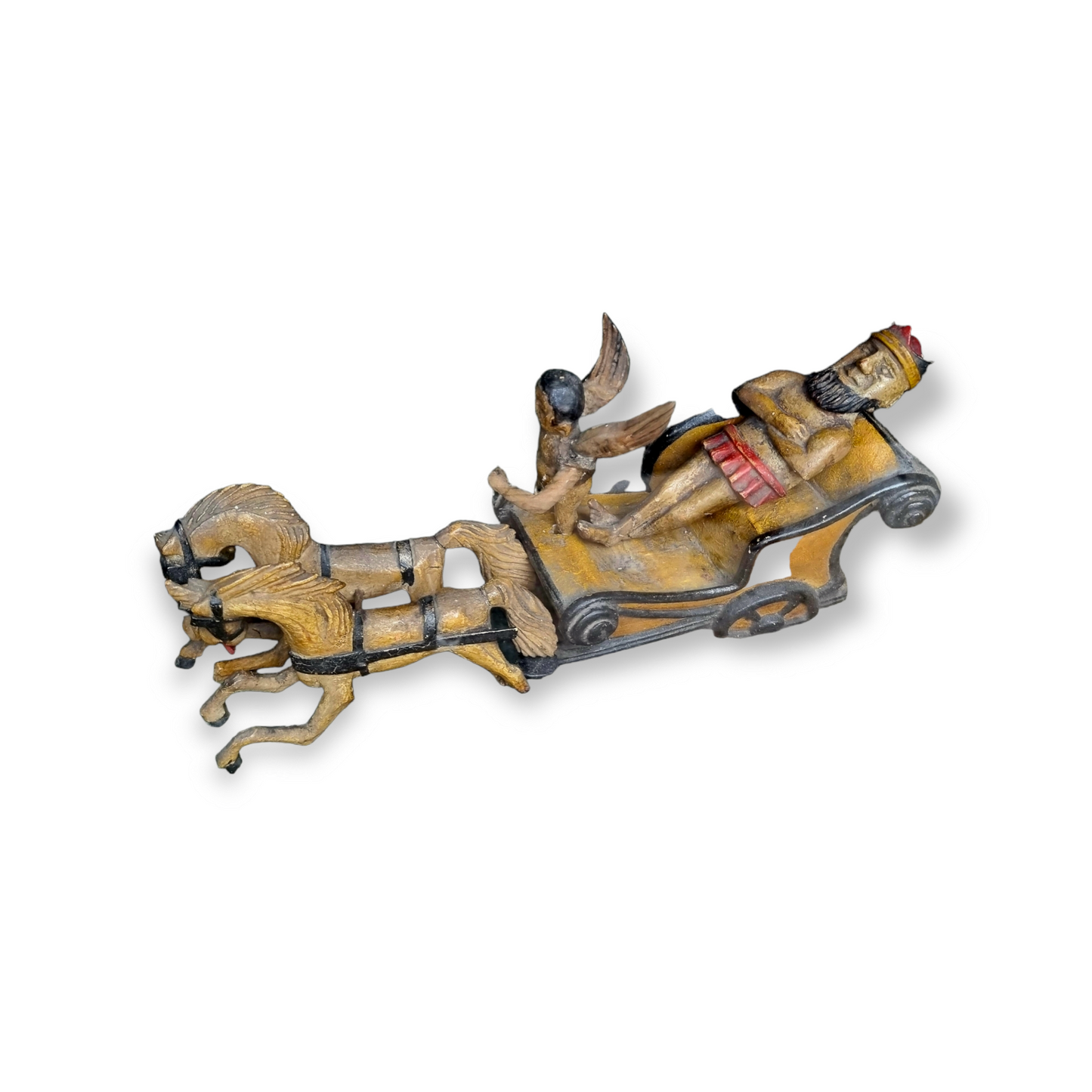 19th Century English Antique Folk Art Diorama | Elijah’s Fiery Chariot | Biblical Scene in Shadow Box