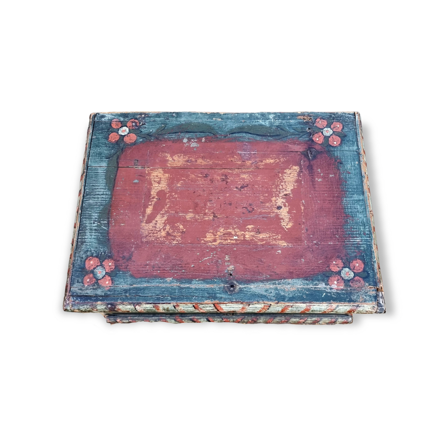 Early 18th Century Scandinavian Folk Art Painted Box Dated "1722" - Love Token