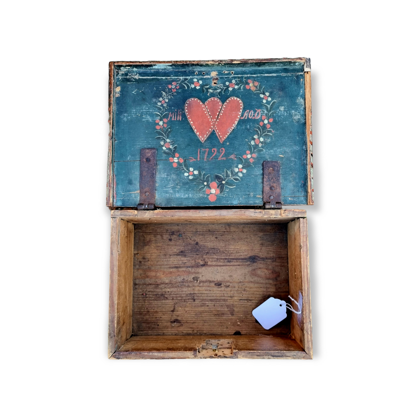 Early 18th Century Scandinavian Folk Art Painted Box Dated "1722" - Love Token