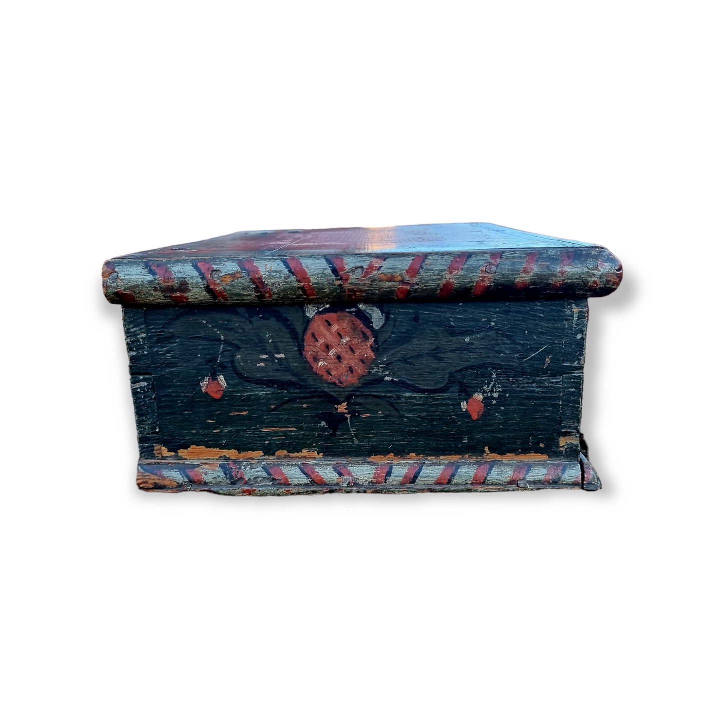 Early 18th Century Scandinavian Folk Art Painted Box Dated "1722" - Love Token