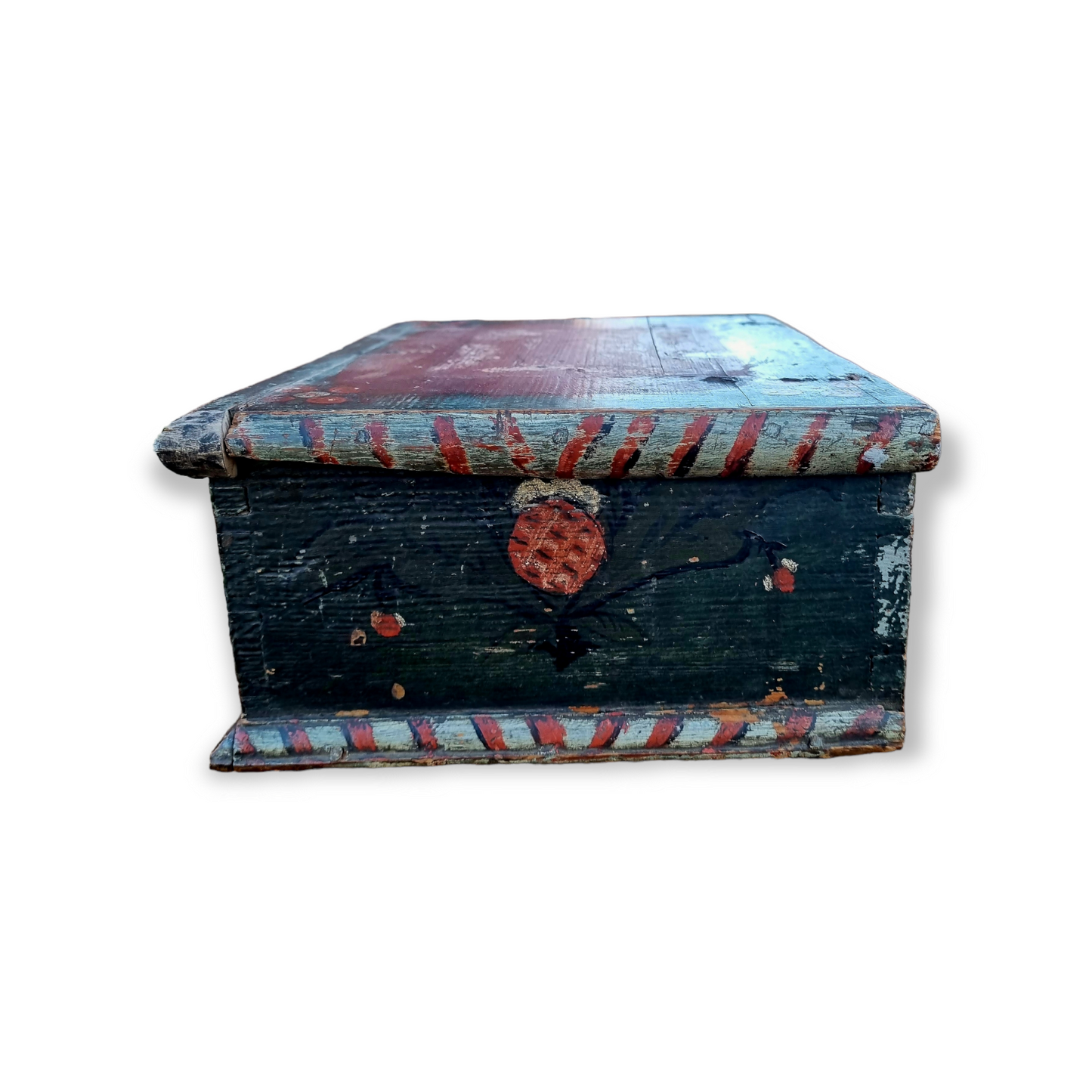 Early 18th Century Scandinavian Folk Art Painted Box Dated "1722" - Love Token