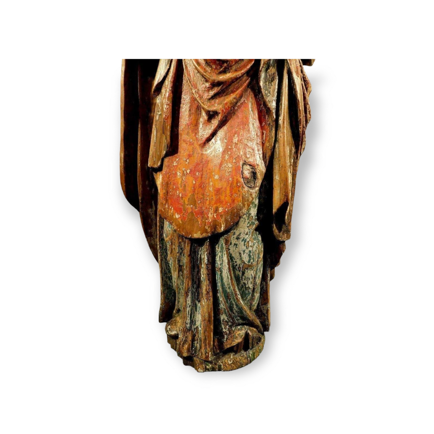 Late 15th Century German Antique Carved Oak Sculpture Of The Virgin Mary And Child