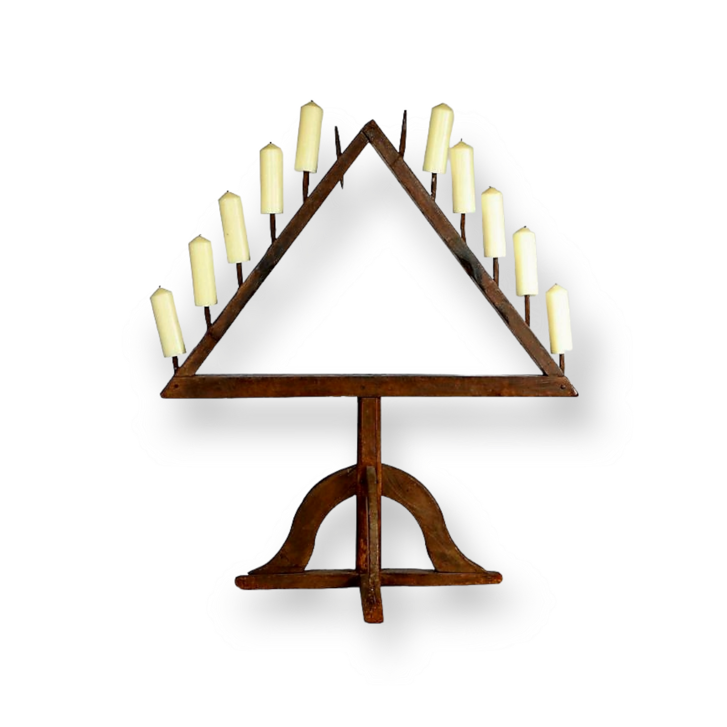 Large Mid 16th Century Gothic Antique Oak Triangular-Shaped Candelabra or Tenebrae Candelabra, Circa 1550