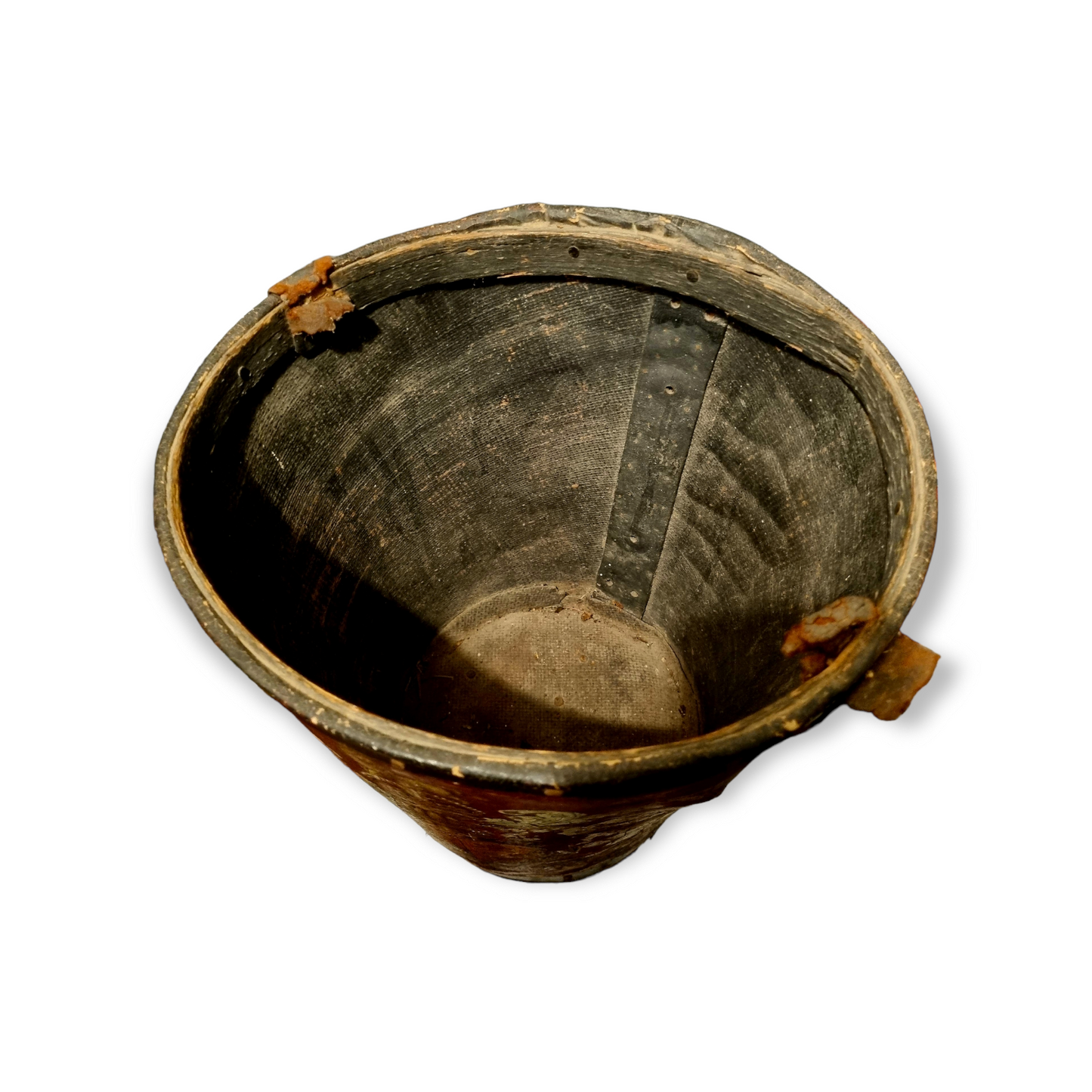 19th Century English Antique Leather Fire Bucket With Royal Coat of Arms