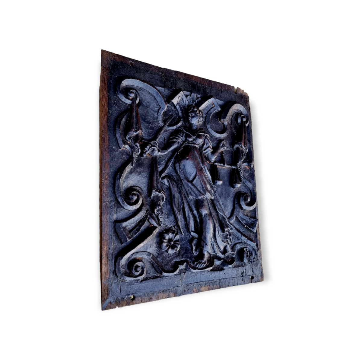 Late 16th Century Dutch Carved Oak Portrait Panel – “Justice” After Goltzius