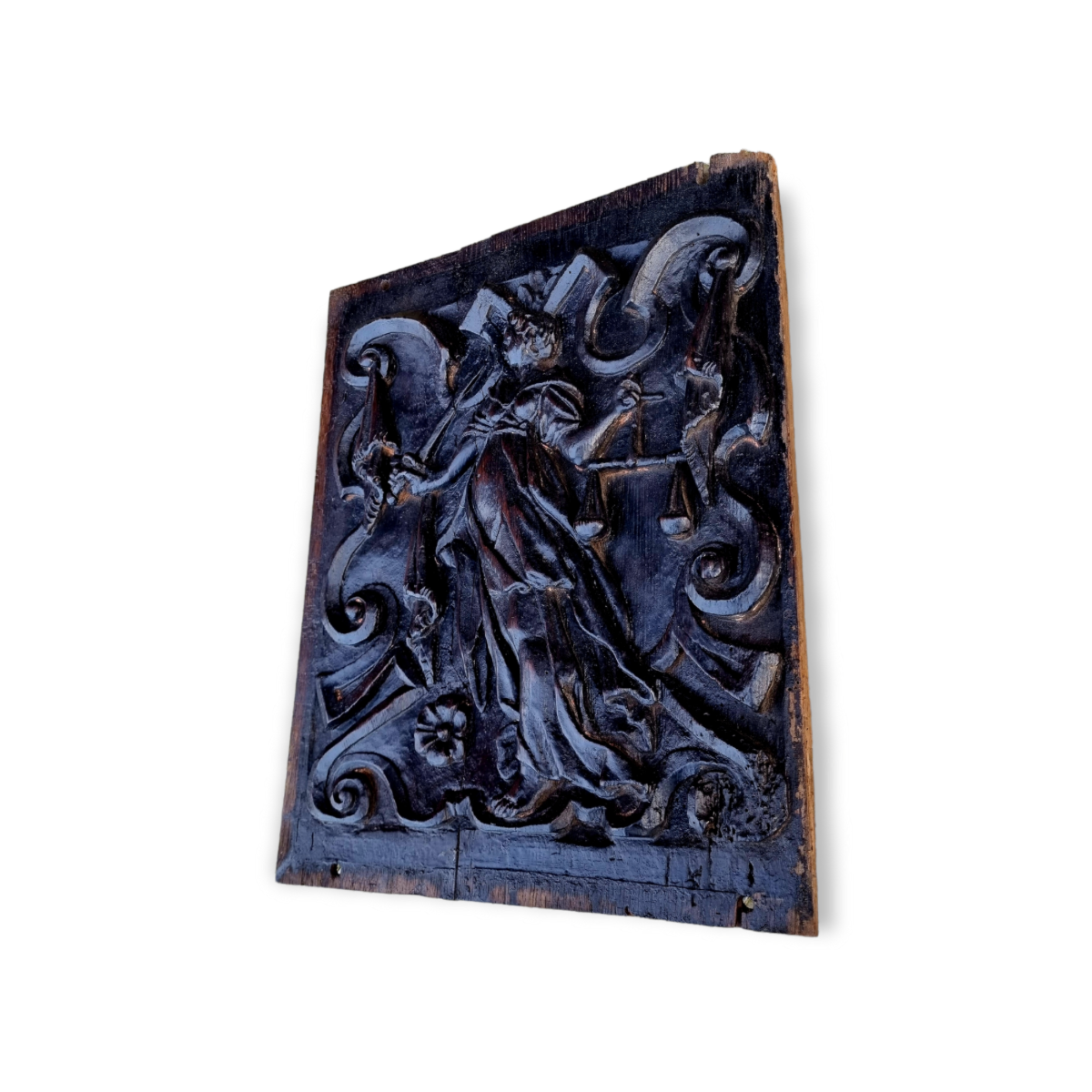 Late 16th Century Dutch Carved Oak Portrait Panel – “Justice” After Goltzius