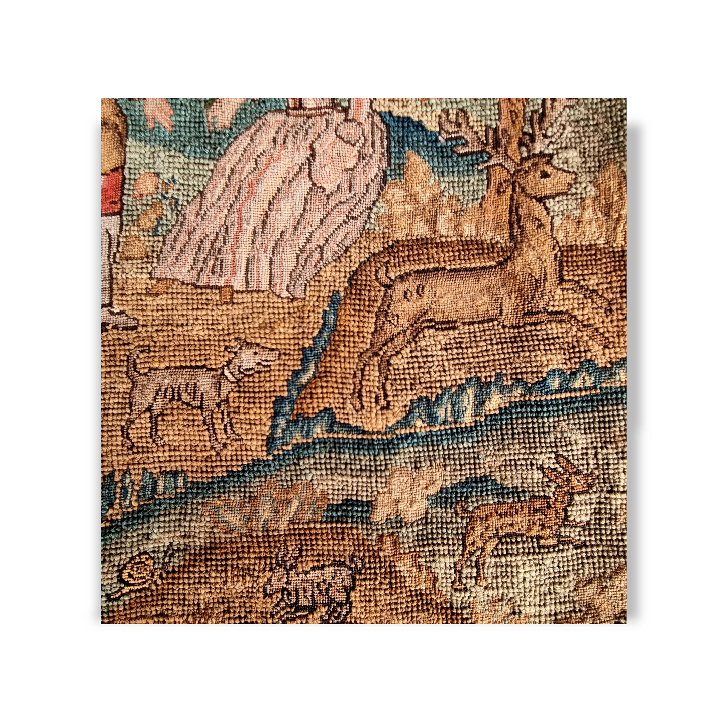 Rare Subject Matter – Large 17th Century English Needlework Depicting a Country Scene