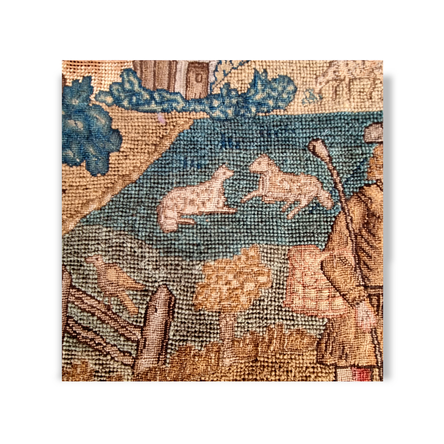 Rare Subject Matter – Large 17th Century English Needlework Depicting a Country Scene