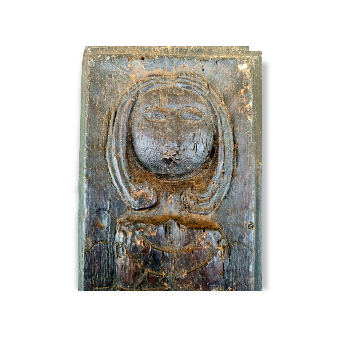 Late 16th Century Carved Oak Figural Panel – Female Portrait Above Foliate Plinth