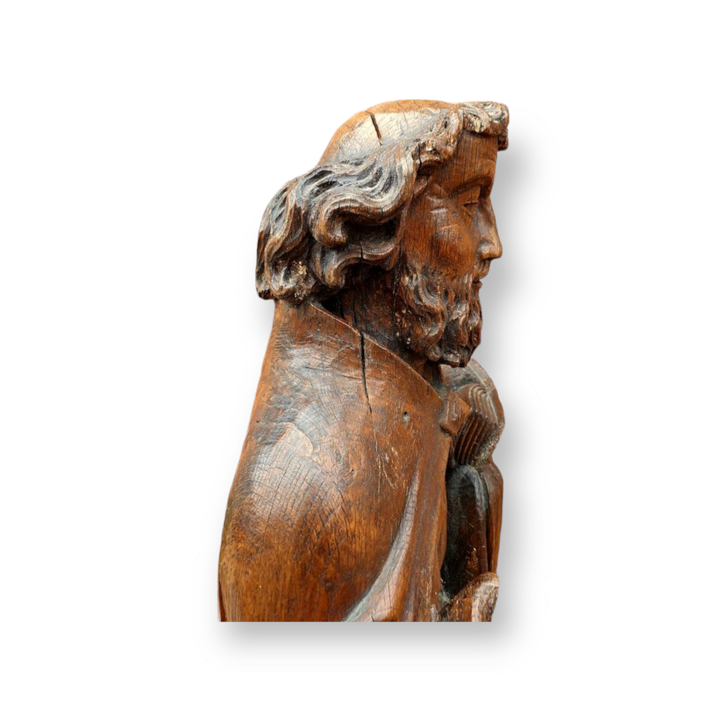 15th Century Gothic Carved Oak Sculpture – Figure of a Saint