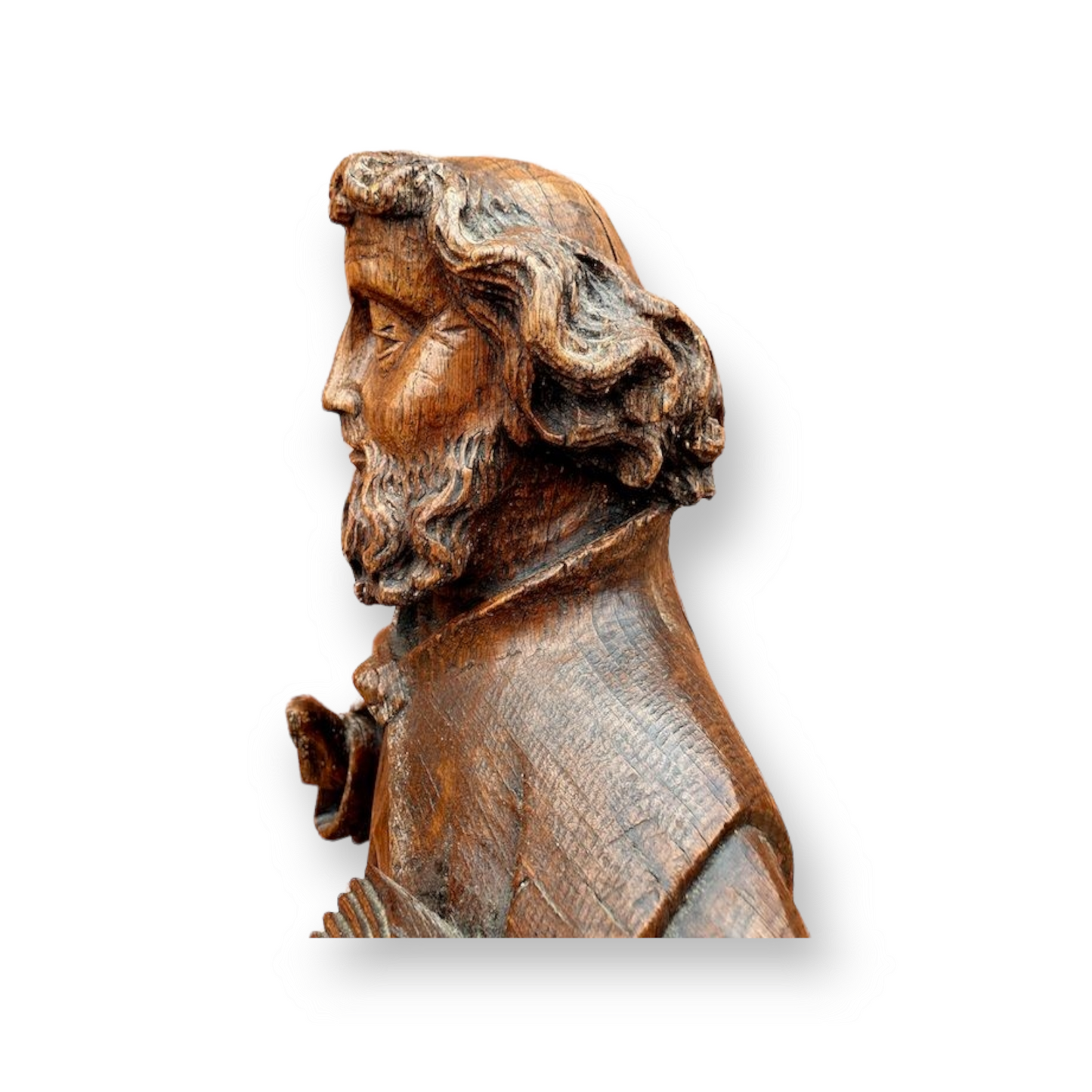 15th Century Gothic Carved Oak Sculpture – Figure of a Saint