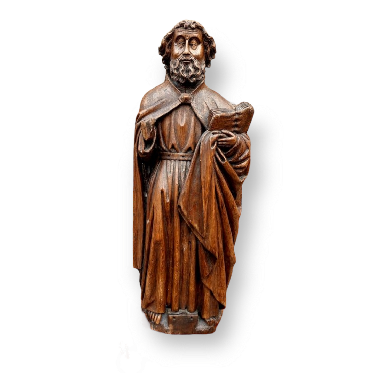15th Century Gothic Antique Carved Oak Sculpture of a Saint, Circa 1450-1500