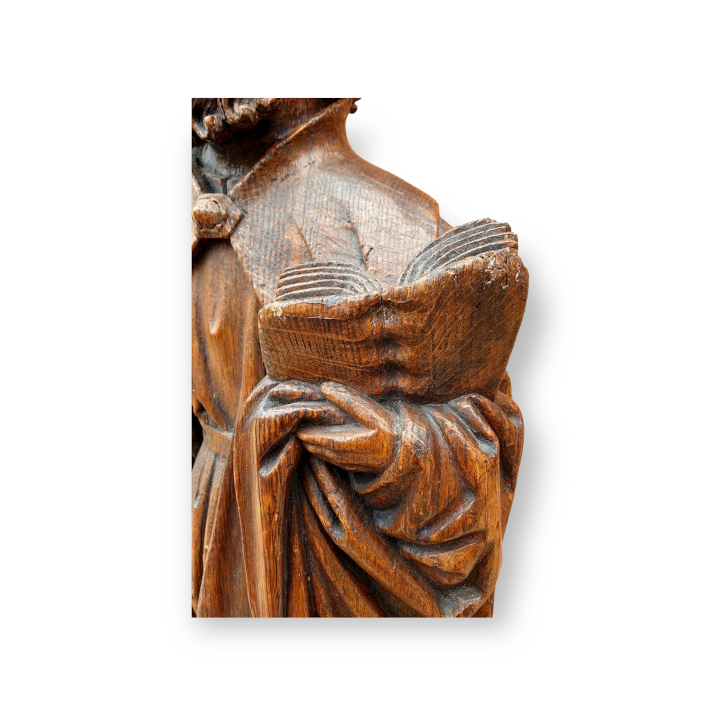 15th Century Gothic Carved Oak Sculpture – Figure of a Saint