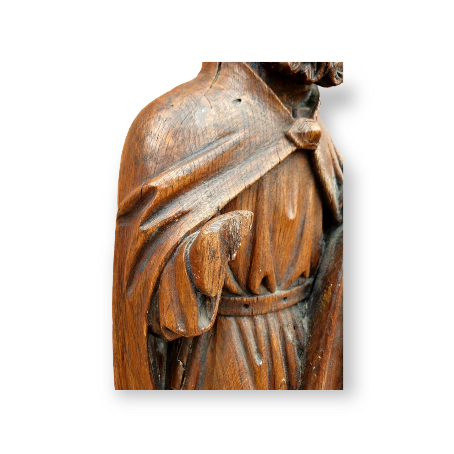 15th Century Gothic Carved Oak Sculpture – Figure of a Saint