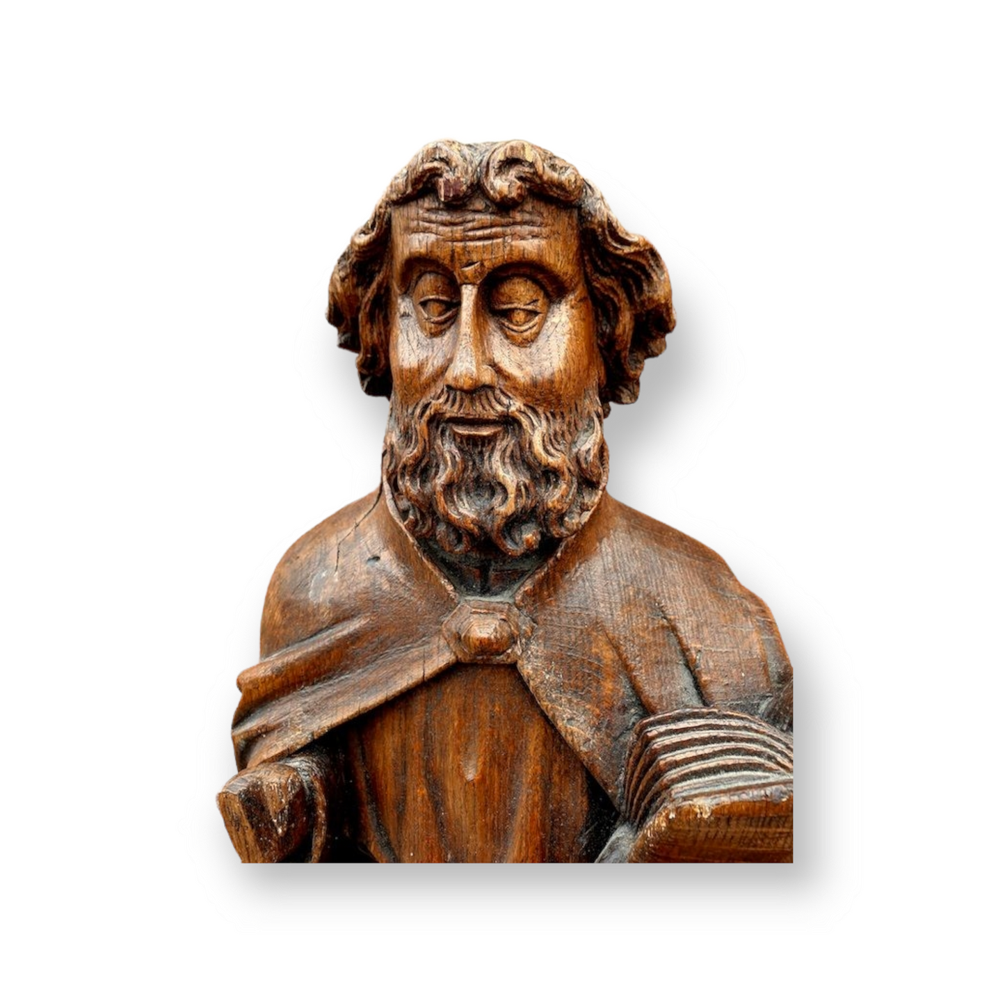 15th Century Gothic Carved Oak Sculpture – Figure of a Saint