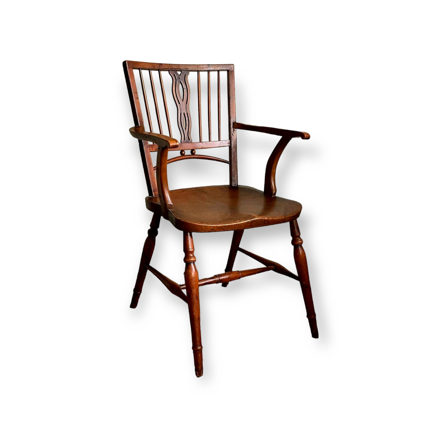 George III Period English Antique Yew Wood Mendlesham Chair / Armchair, circa 1800