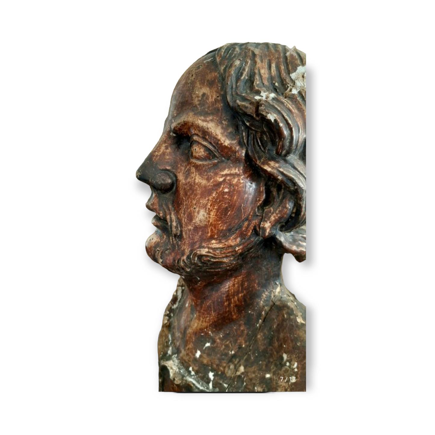 16th Century Italian Life-Size Antique Carved Lime Wood Bust Of A Saint