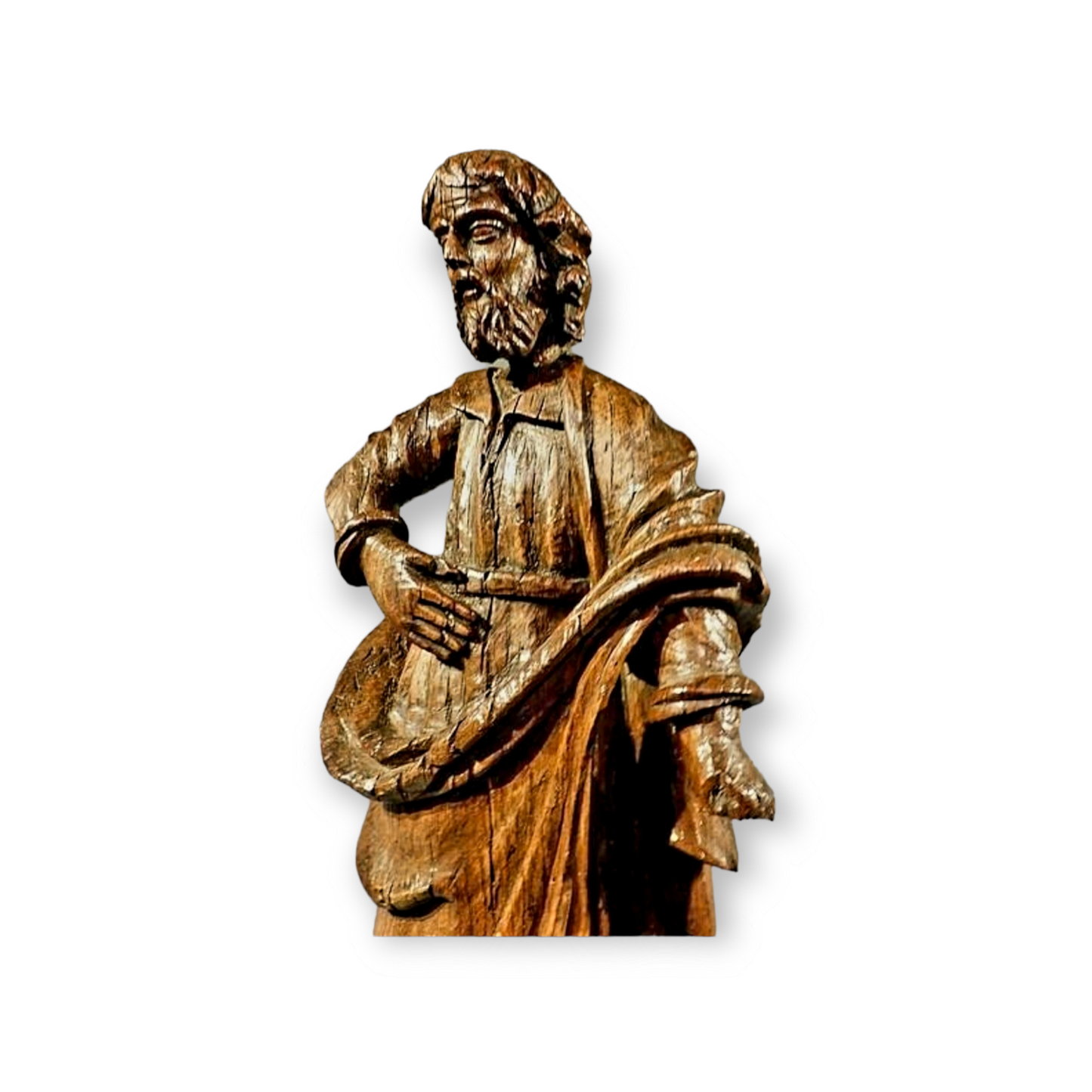 17th Century French Carved Oak Apostle – Antique Religious Sculpture