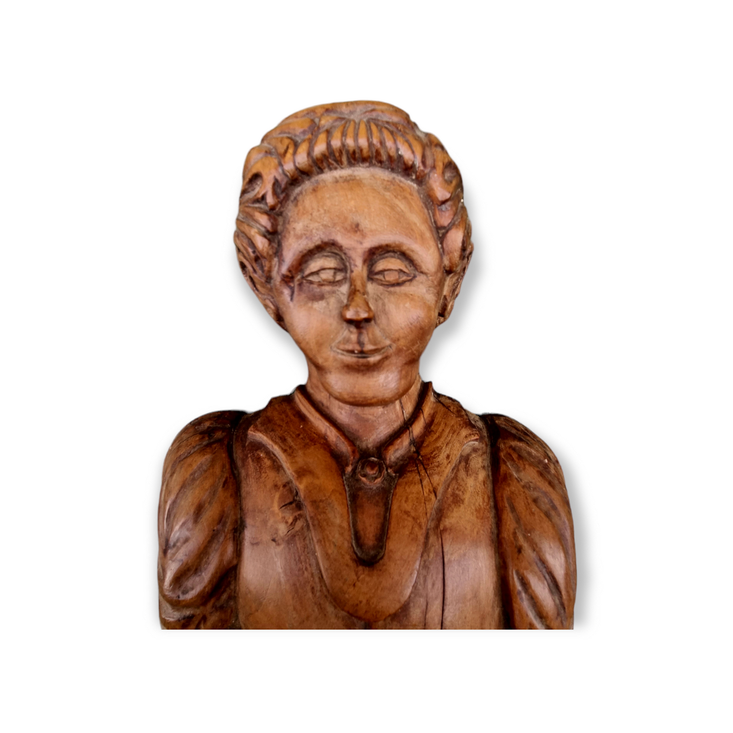 19th Century Flemish Antique Fruitwood Appliqué – Folk Art Female Figure