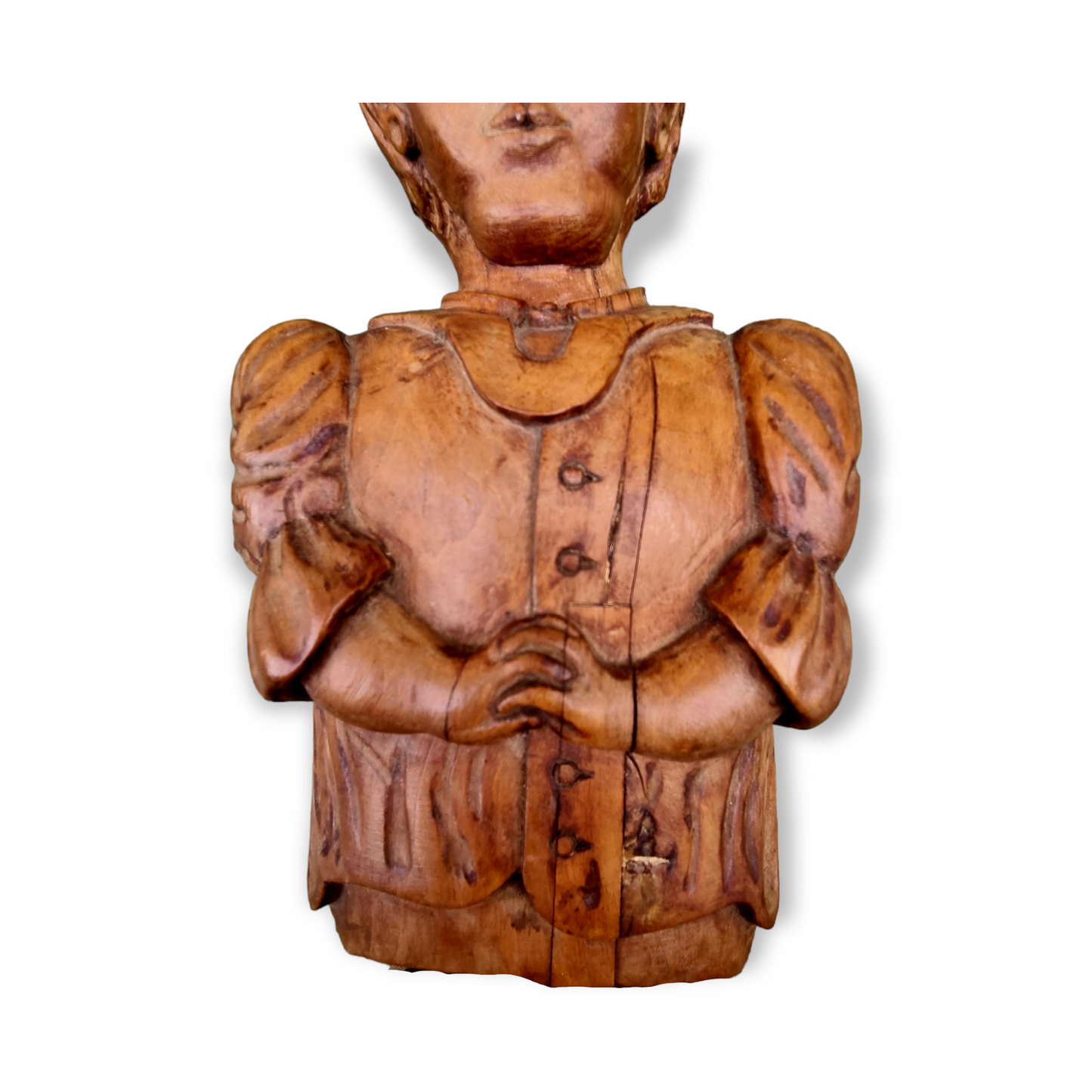 19th Century Flemish Antique Fruitwood Appliqué – Folk Art Female Figure