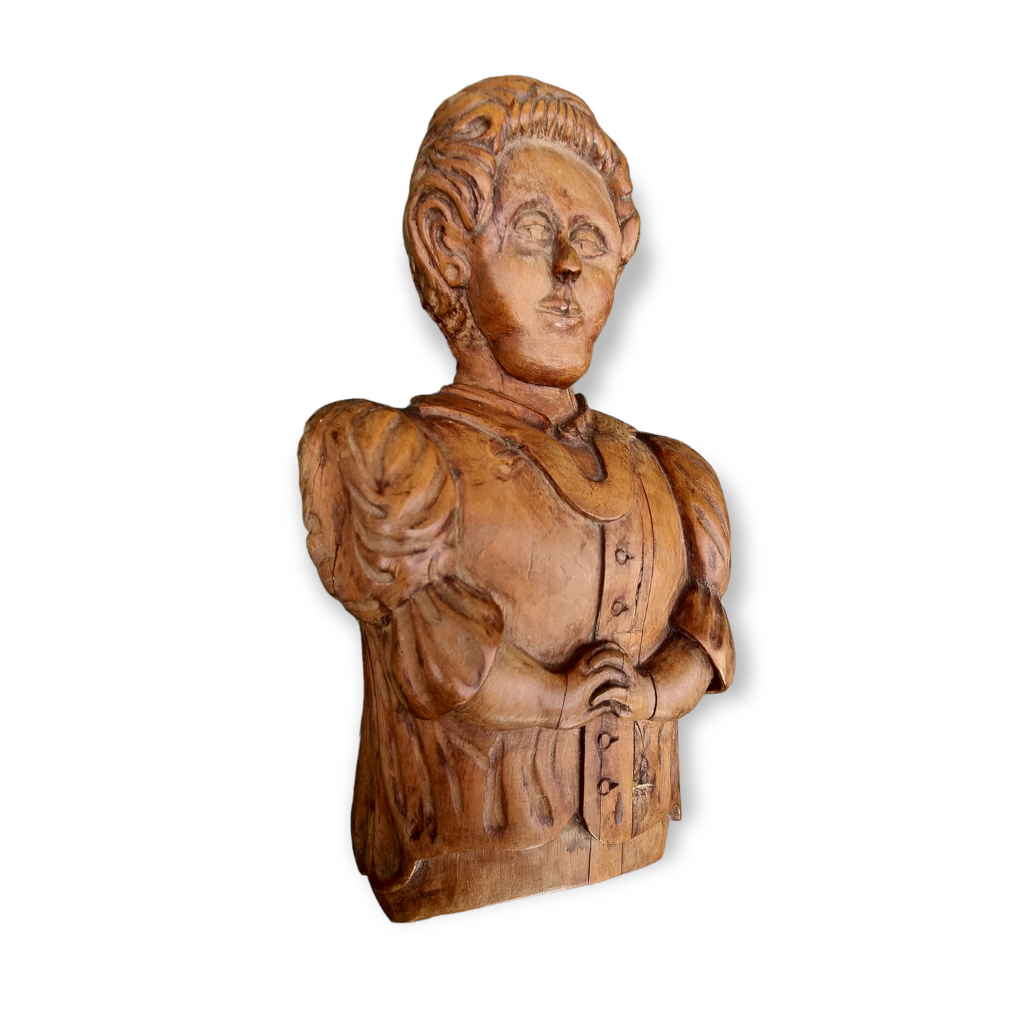 19th Century Flemish Antique Fruitwood Appliqué – Folk Art Female Figure