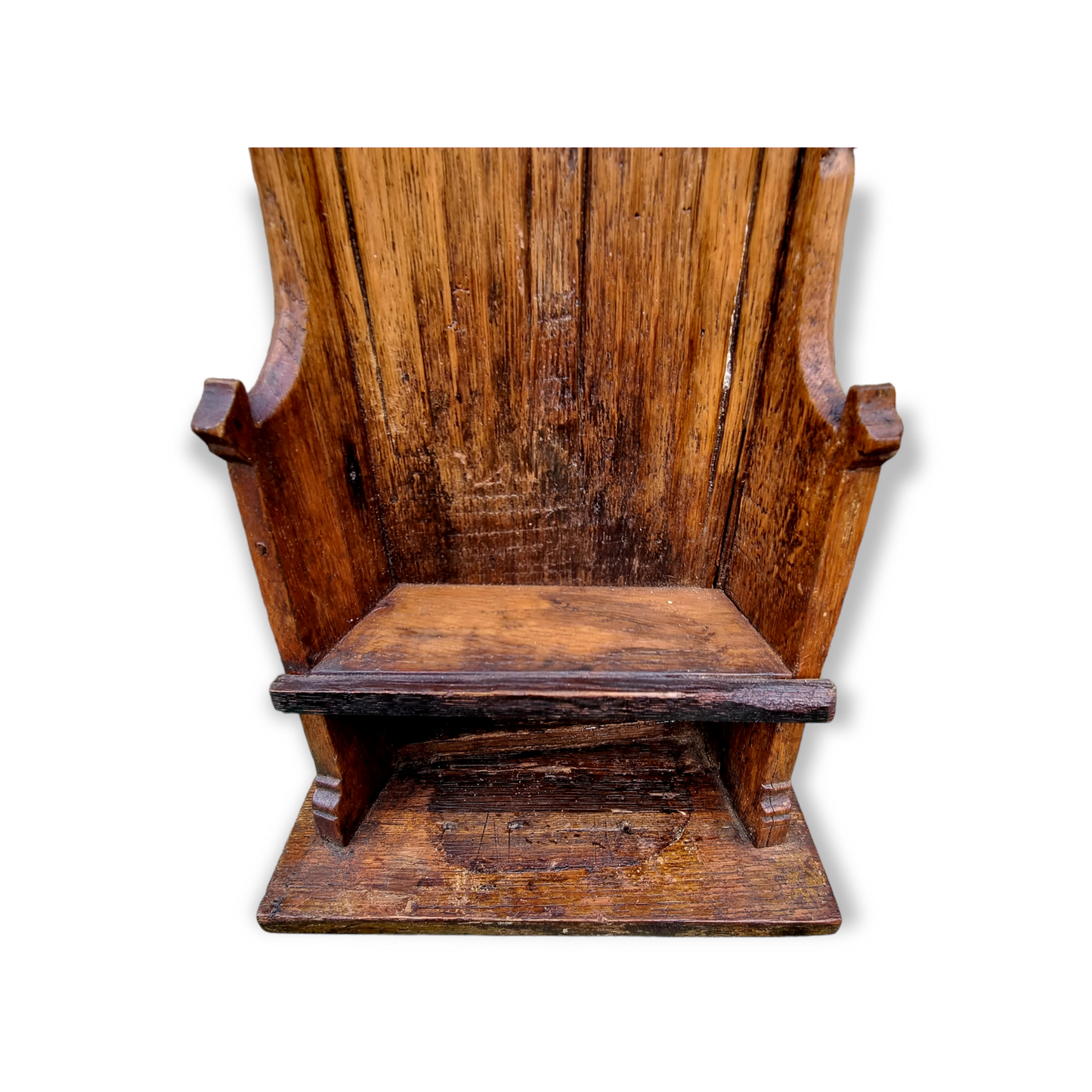 Early 17th Century Miniature English Antique Carved Oak Maquette in the form of a Gothic Altar Chair, Circa 1618