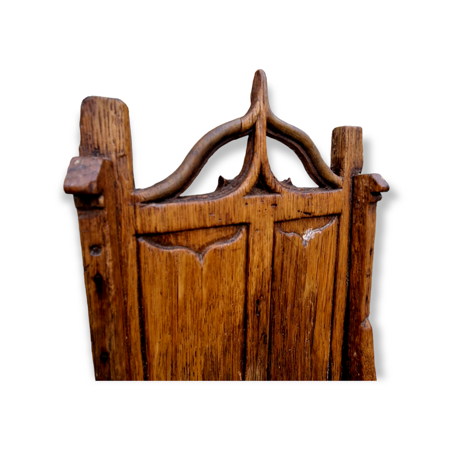 Early 17th Century Miniature English Antique Carved Oak Maquette in the form of a Gothic Altar Chair, Circa 1618