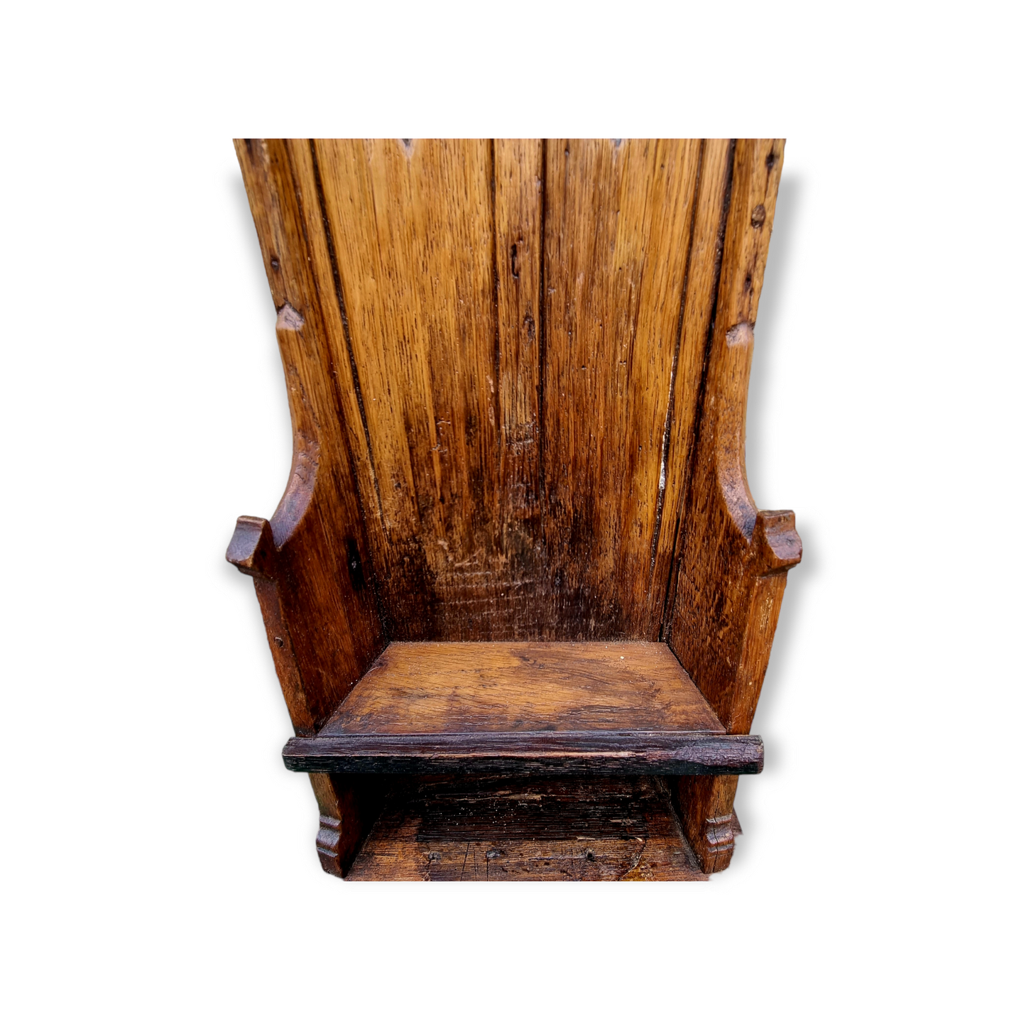 Early 17th Century Miniature English Antique Carved Oak Maquette in the form of a Gothic Altar Chair, Circa 1618