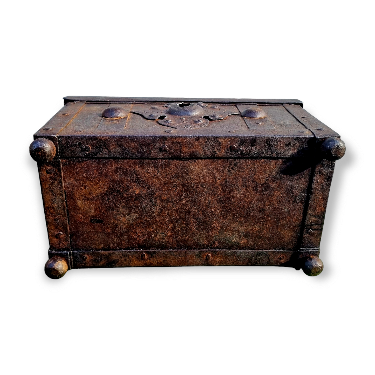 Early 17th Century German Antique Iron Nuremberg-Made Miniature Table Casket / Strongbox