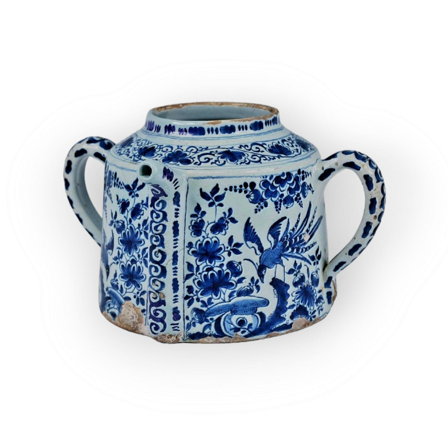 Early 18thC English Antique Blue & White Delftware Posset Pot, Attributed to Lambeth, London, Circa 1720