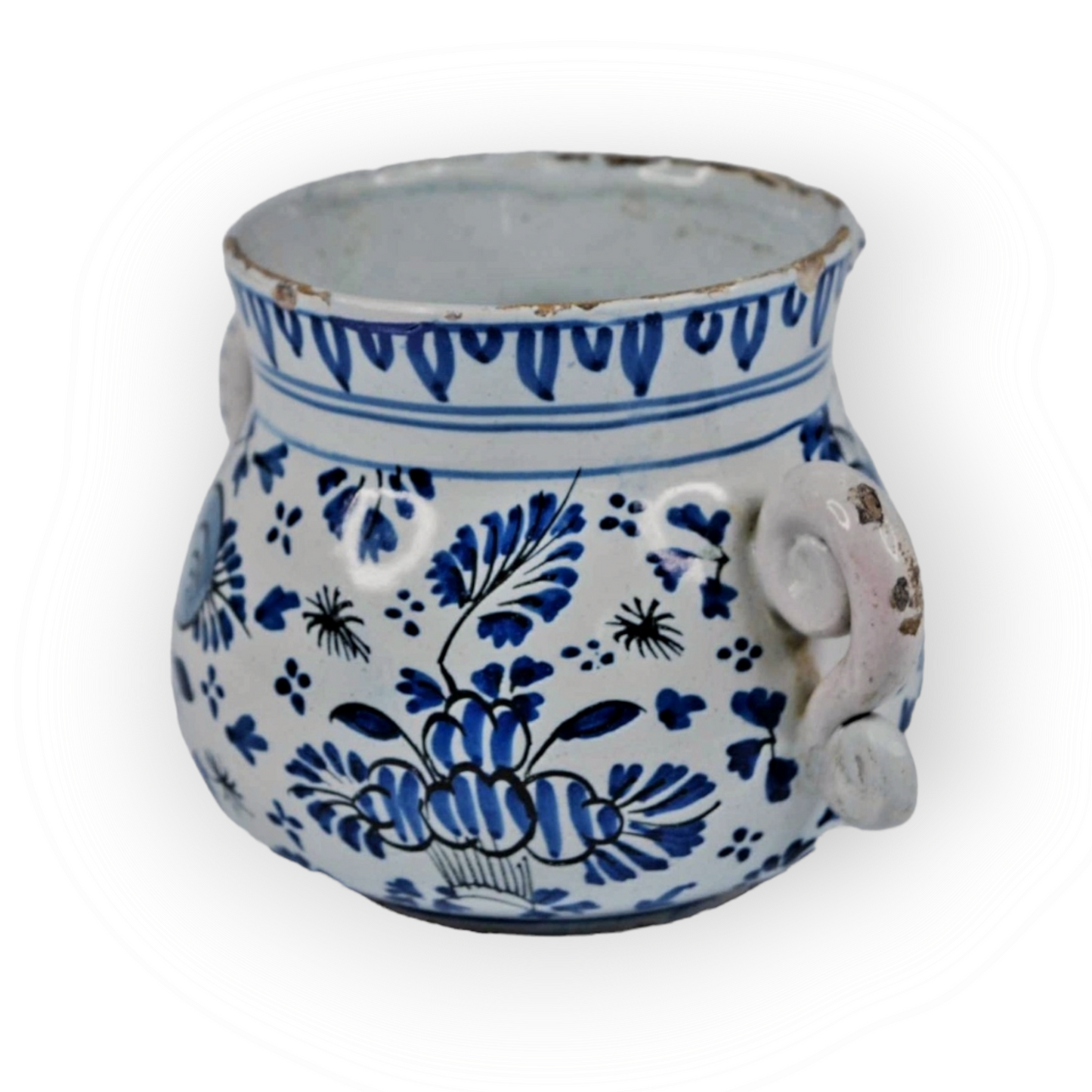 Early 18thC English Antique Blue & White Delftware Posset Pot, Attributed to London, Circa 1700