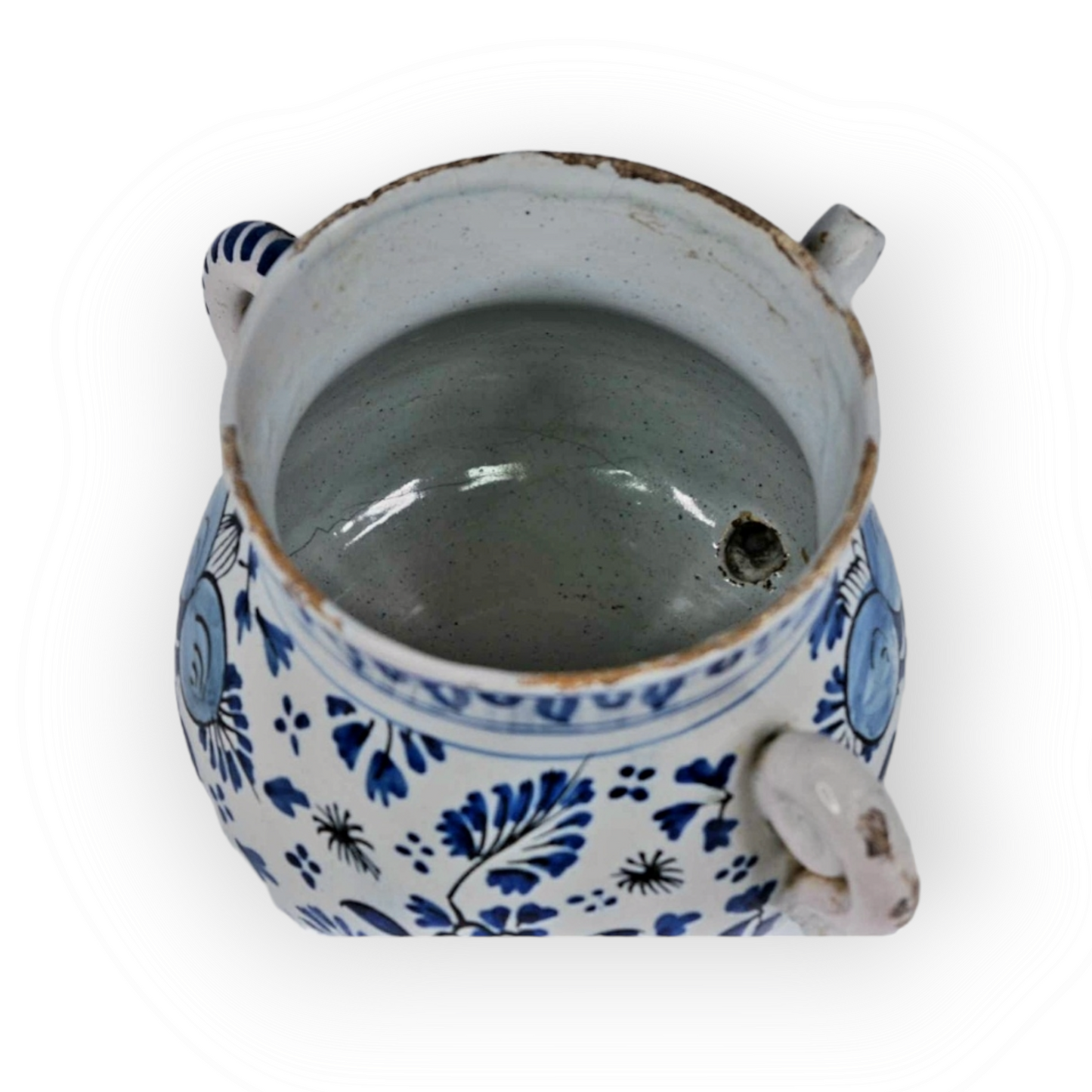 Early 18thC English Antique Blue & White Delftware Posset Pot, Attributed to London, Circa 1700