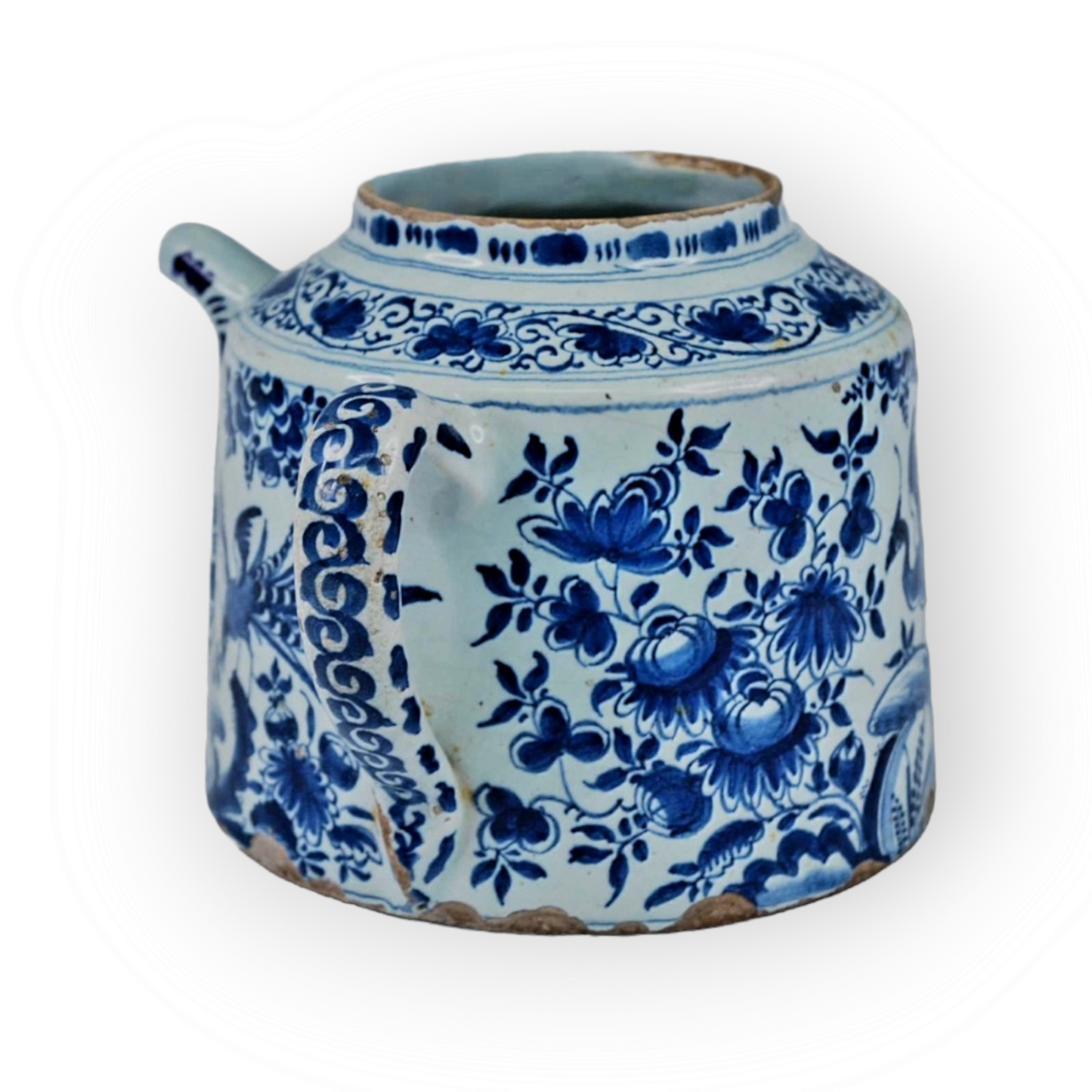 Early 18thC English Antique Blue & White Delftware Posset Pot, Attributed to Lambeth, London, Circa 1720