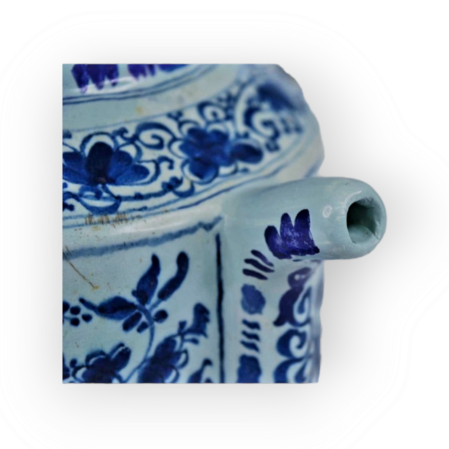 Early 18thC English Antique Blue & White Delftware Posset Pot, Attributed to Lambeth, London, Circa 1720