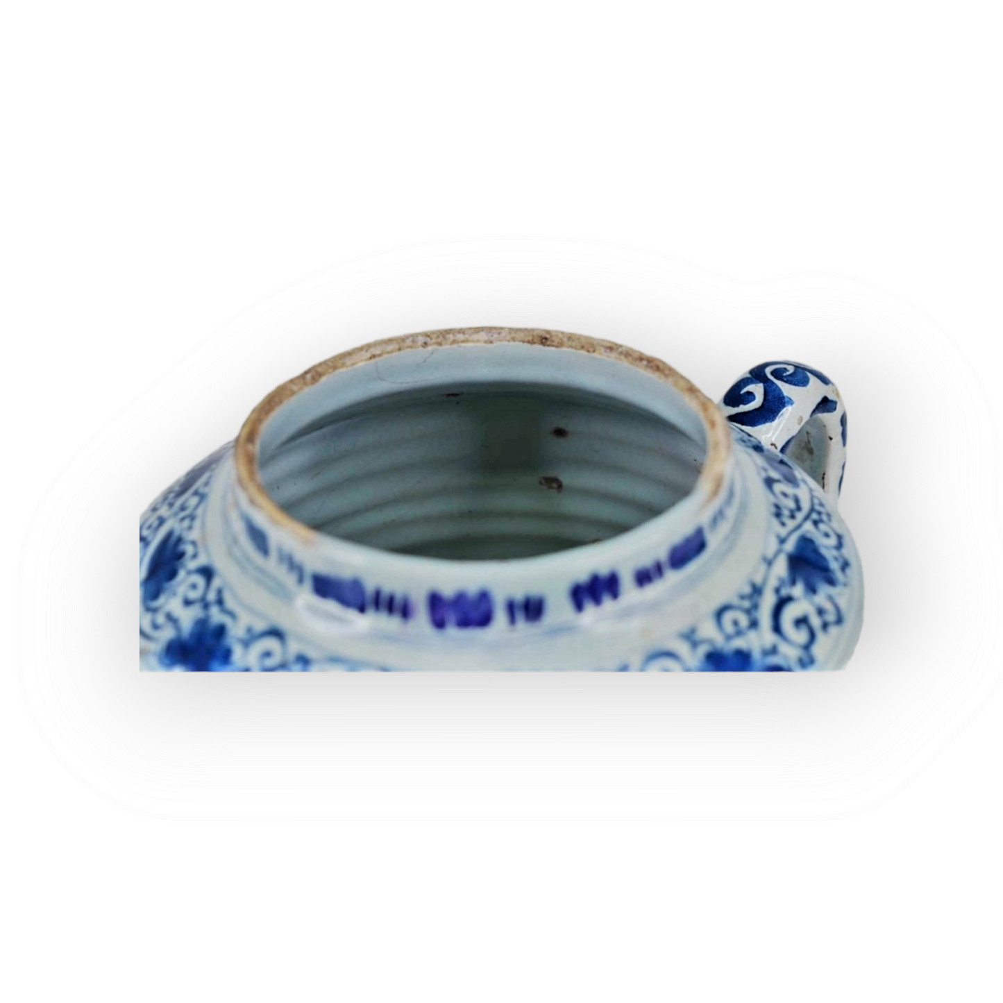 Early 18thC English Antique Blue & White Delftware Posset Pot, Attributed to Lambeth, London, Circa 1720
