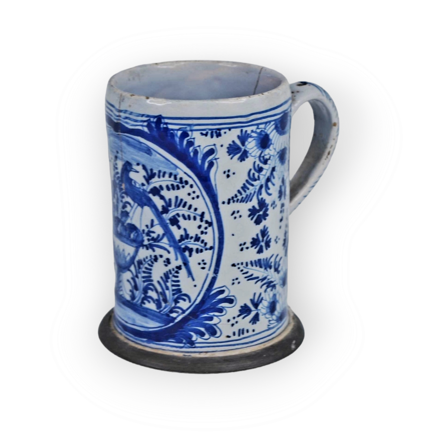 Mid 18thC English Antique Blue & White Delftware Tankard