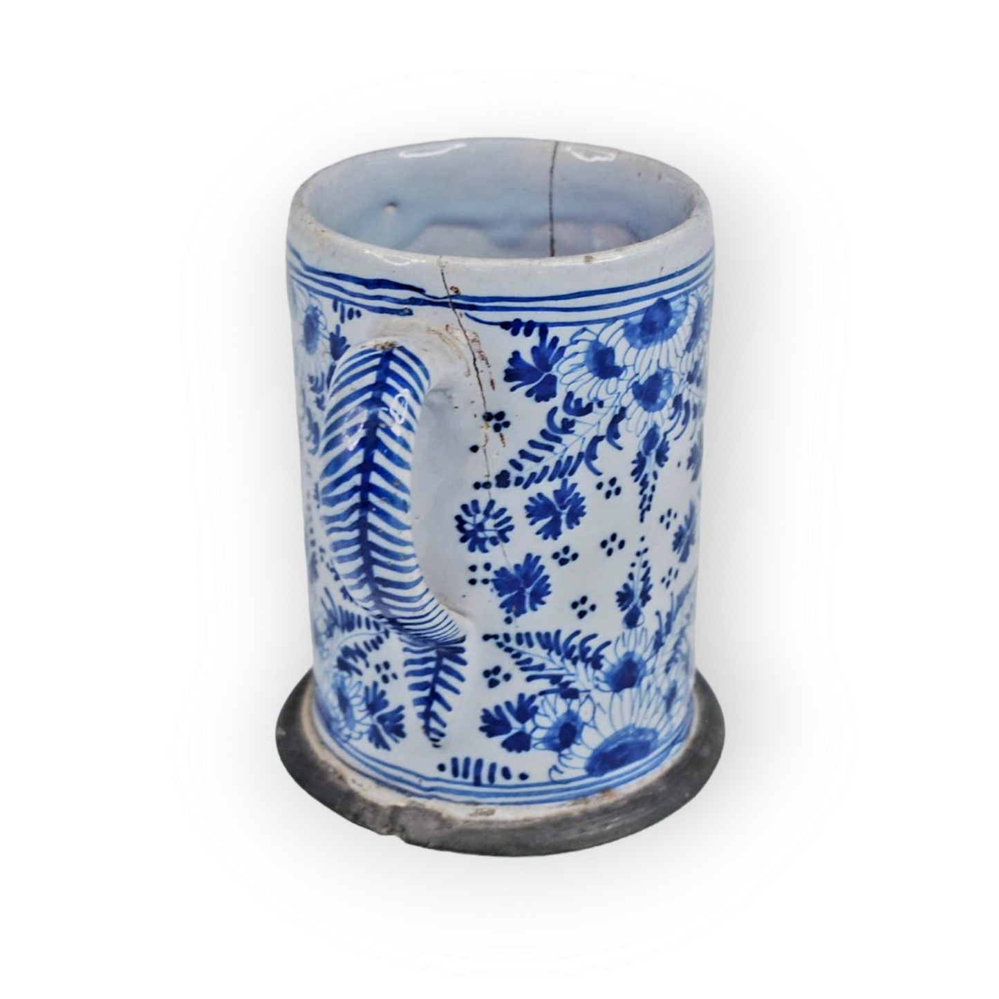 Mid 18thC English Antique Blue & White Delftware Tankard