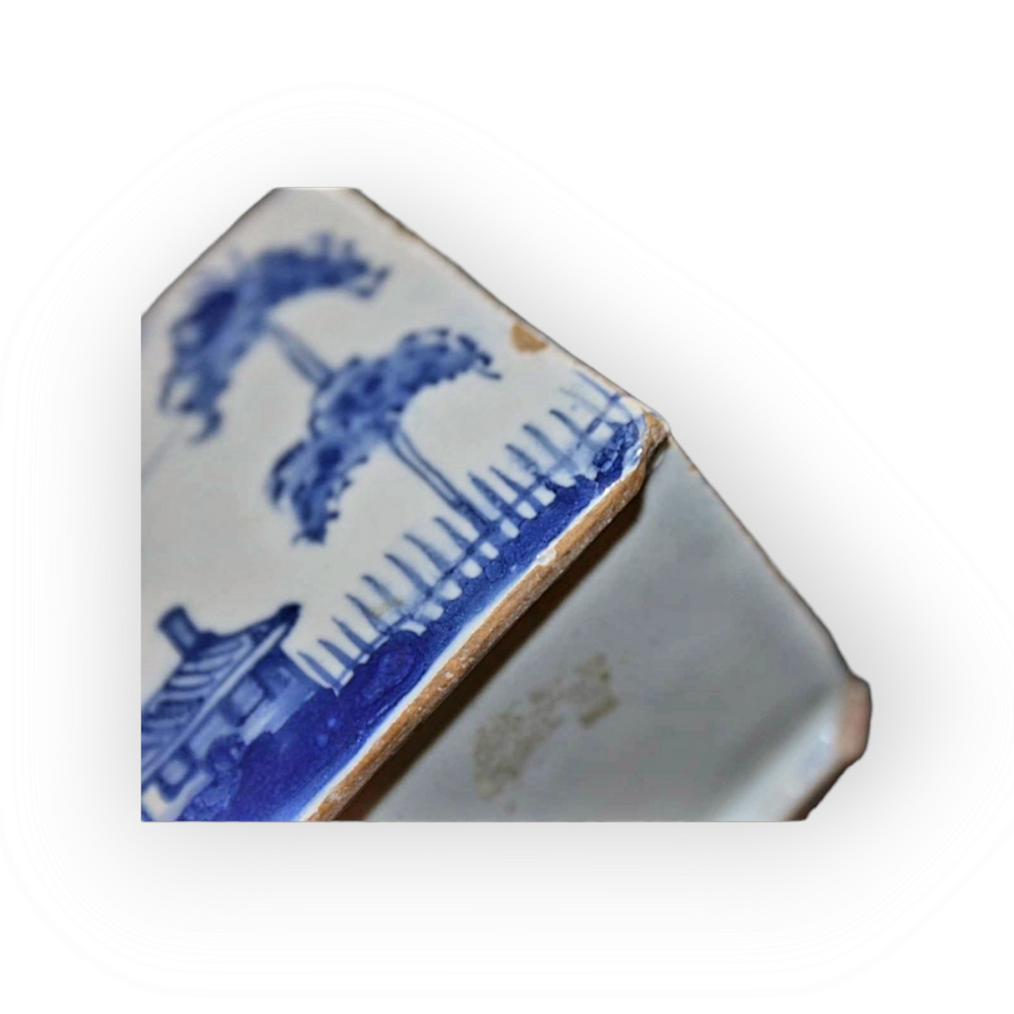 Mid 18thC English Antique Blue & White Delftware Flower Brick, Attributed to Liverpool, Circa 1760