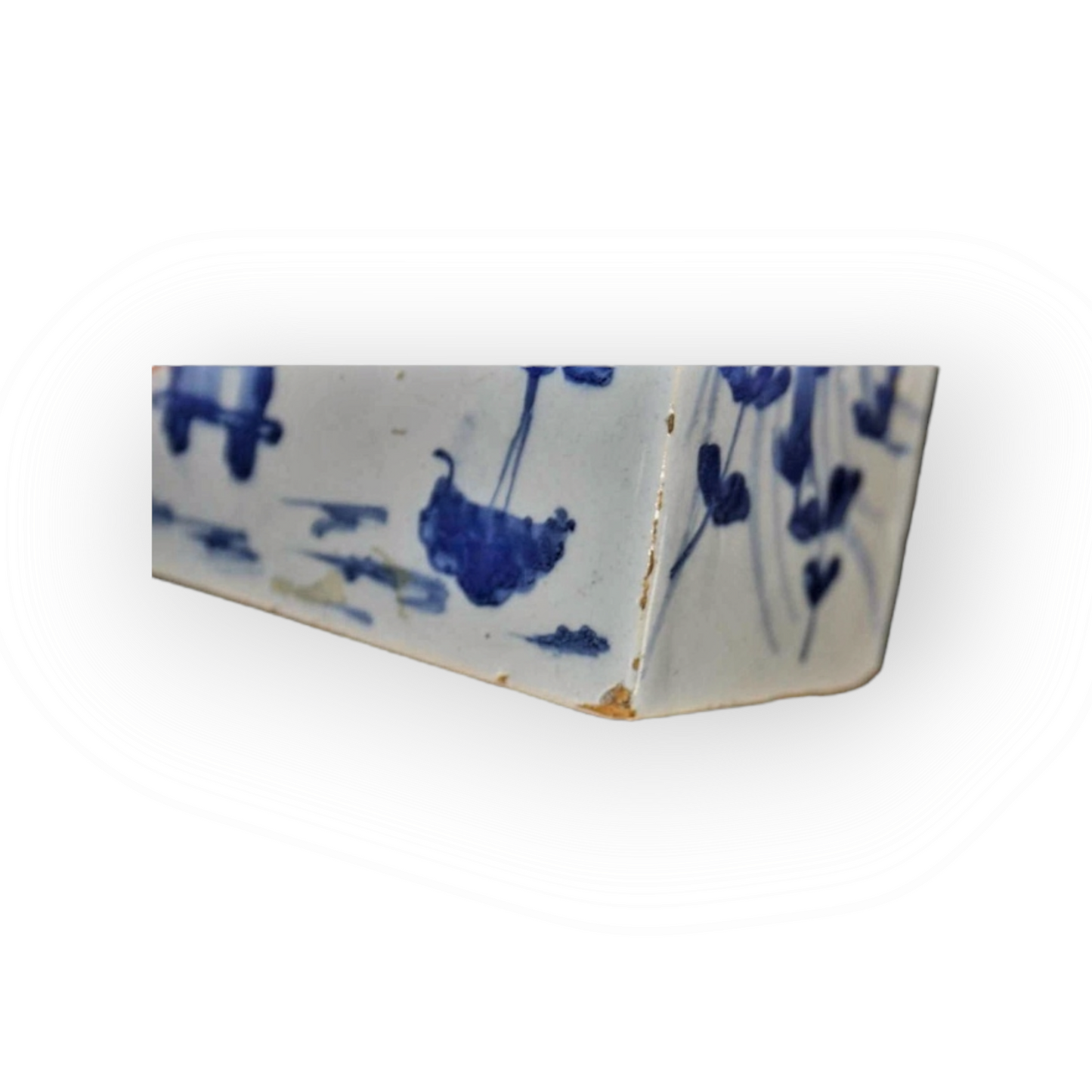 Mid 18thC English Antique Blue & White Delftware Flower Brick, Attributed to Liverpool, Circa 1760