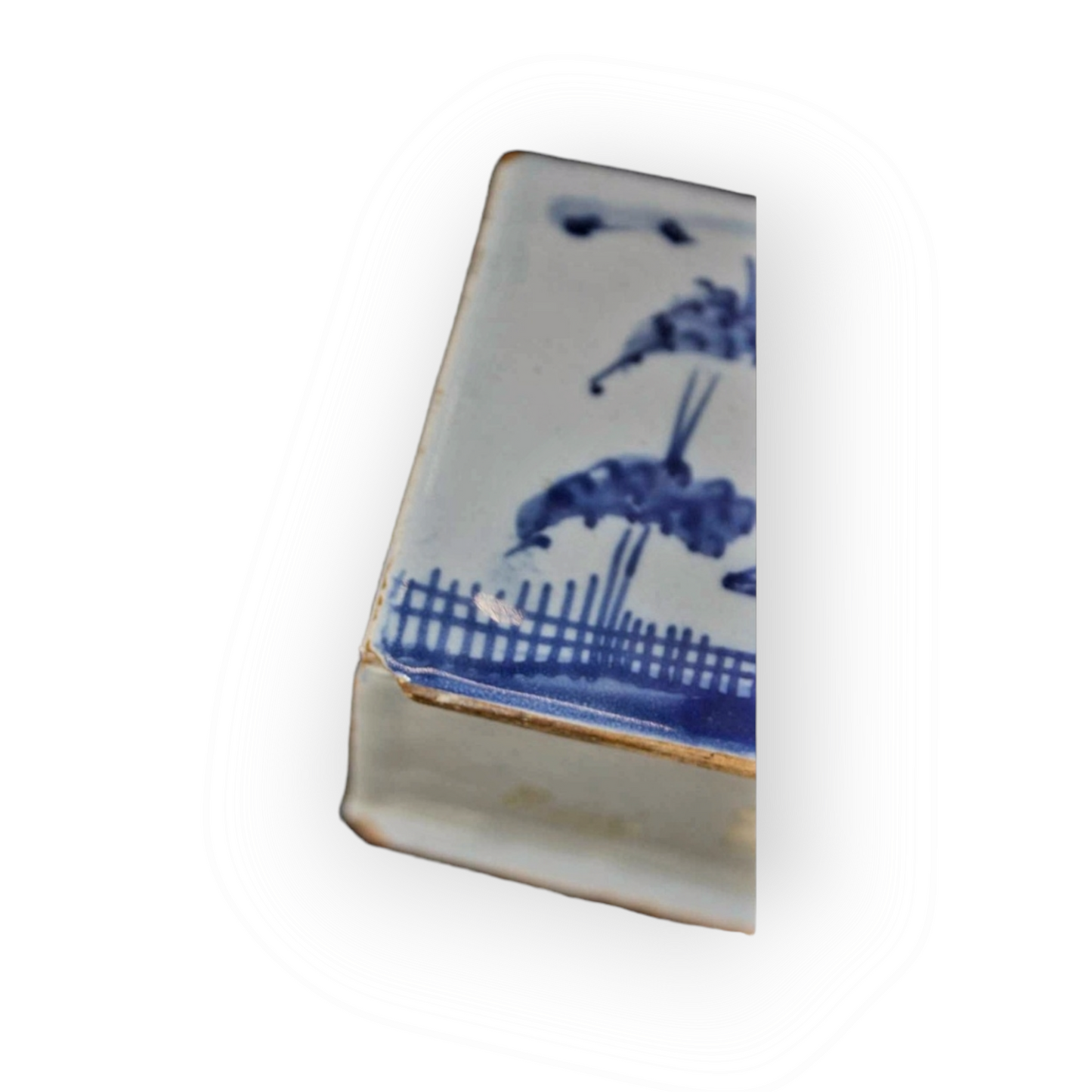 Mid 18thC English Antique Blue & White Delftware Flower Brick, Attributed to Liverpool, Circa 1760