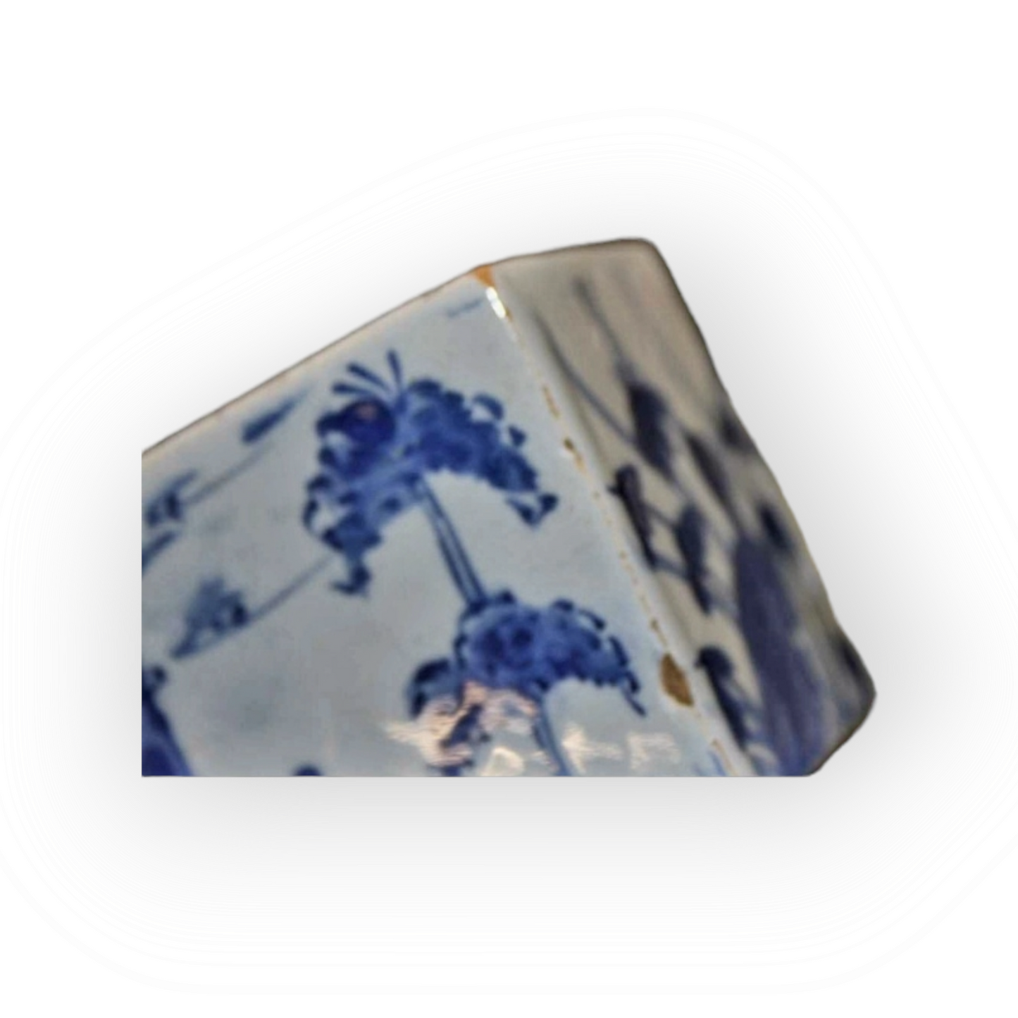 Mid 18thC English Antique Blue & White Delftware Flower Brick, Attributed to Liverpool, Circa 1760