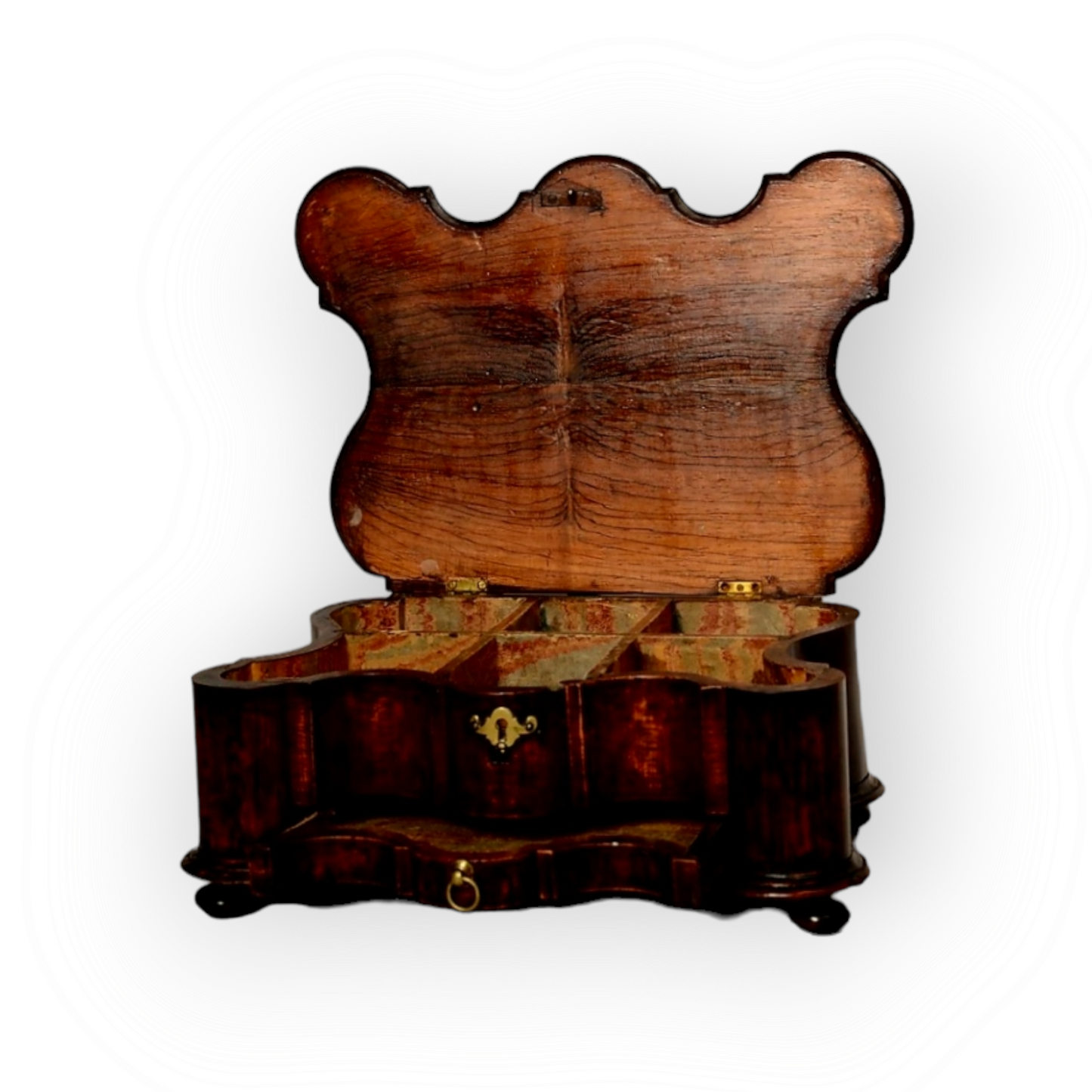 Early 18th Century Queen Anne Period Antique Walnut Spice Box of Rare Form