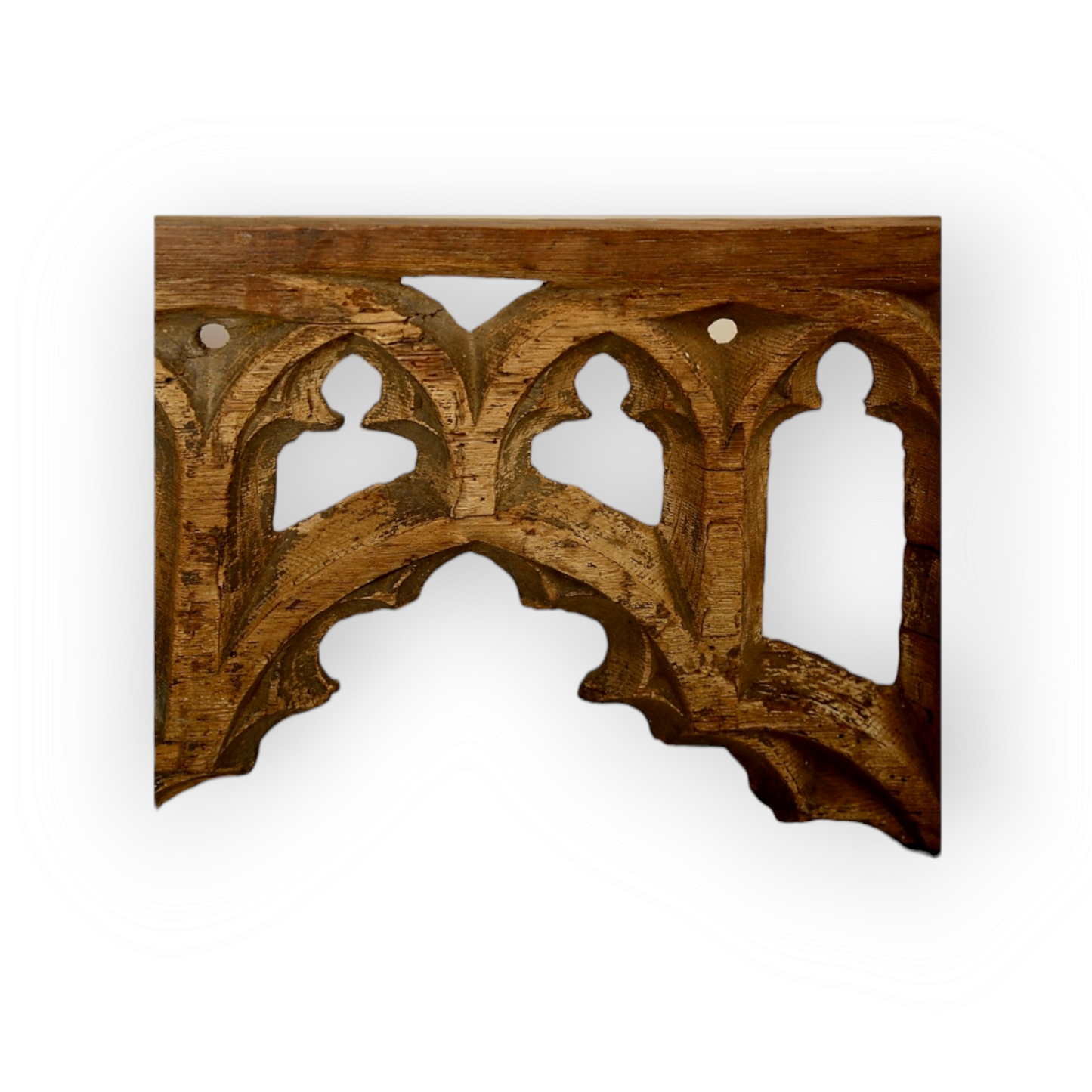Large 15thC English Antique Carved Oak Gothic Tracery Fragment, Attributed to East Anglia, England, circa 1440-1480