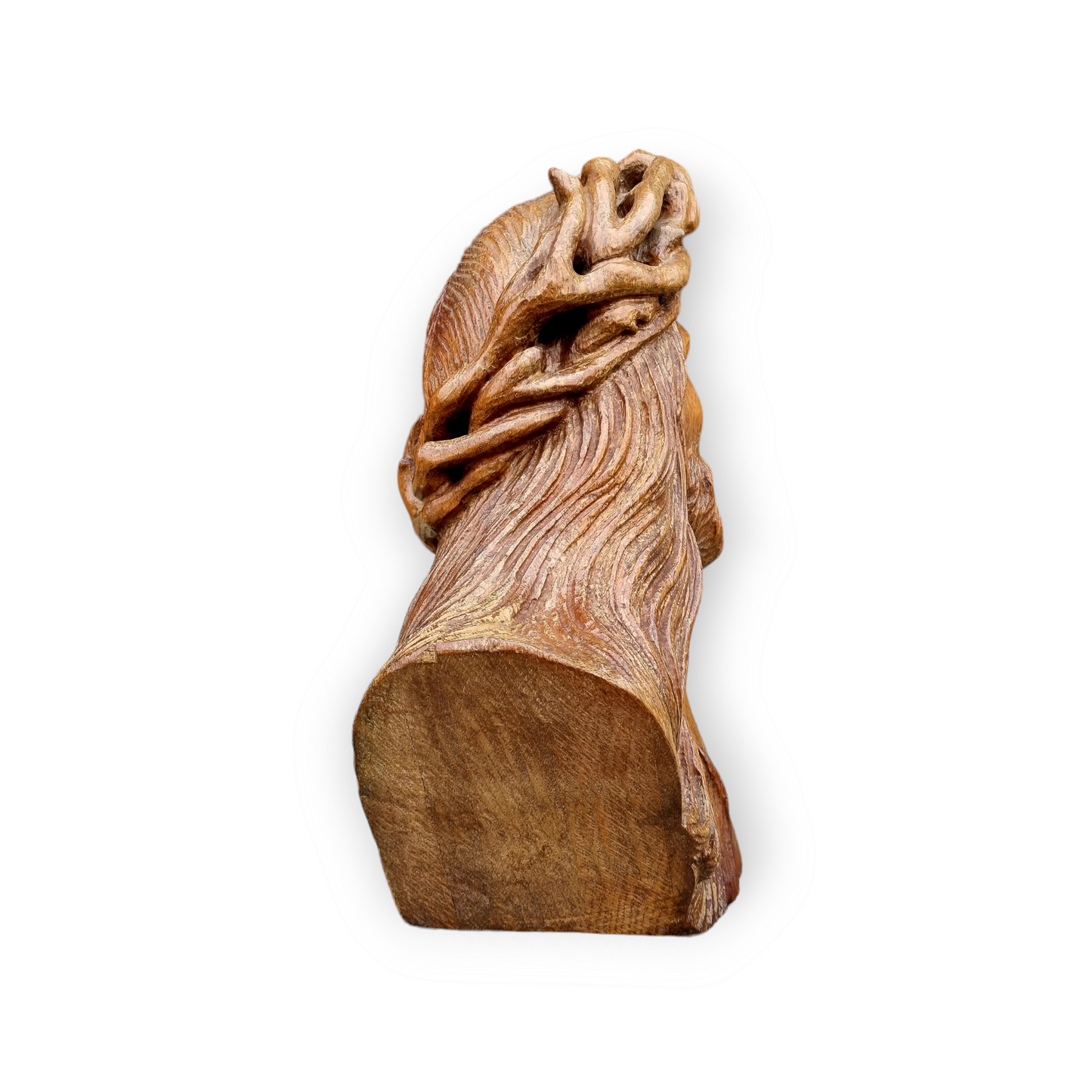 15th Century Flemish Carved Wooden Head of Christ – Life-size Sculpture with Crown of Thorns