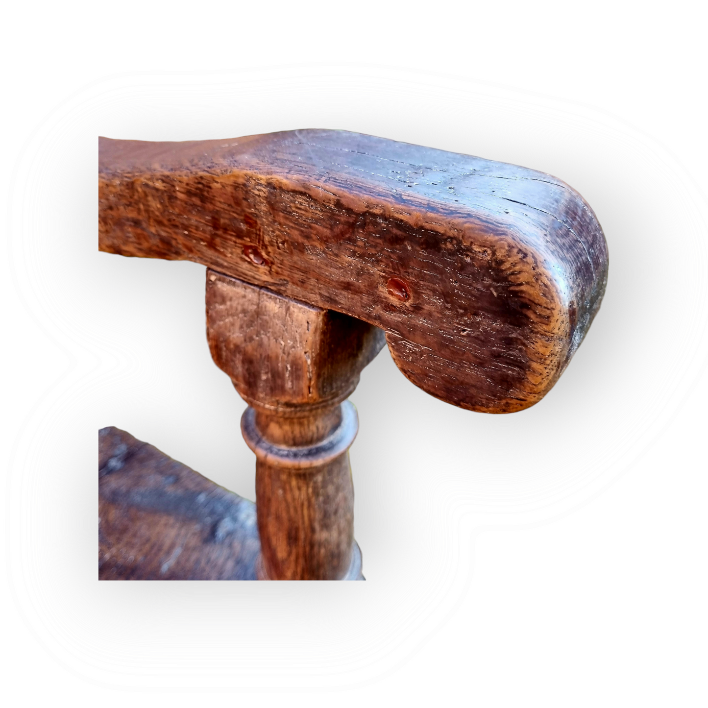 17th Century English Antique Oak Wainscot Armchair – Carved Panel Back