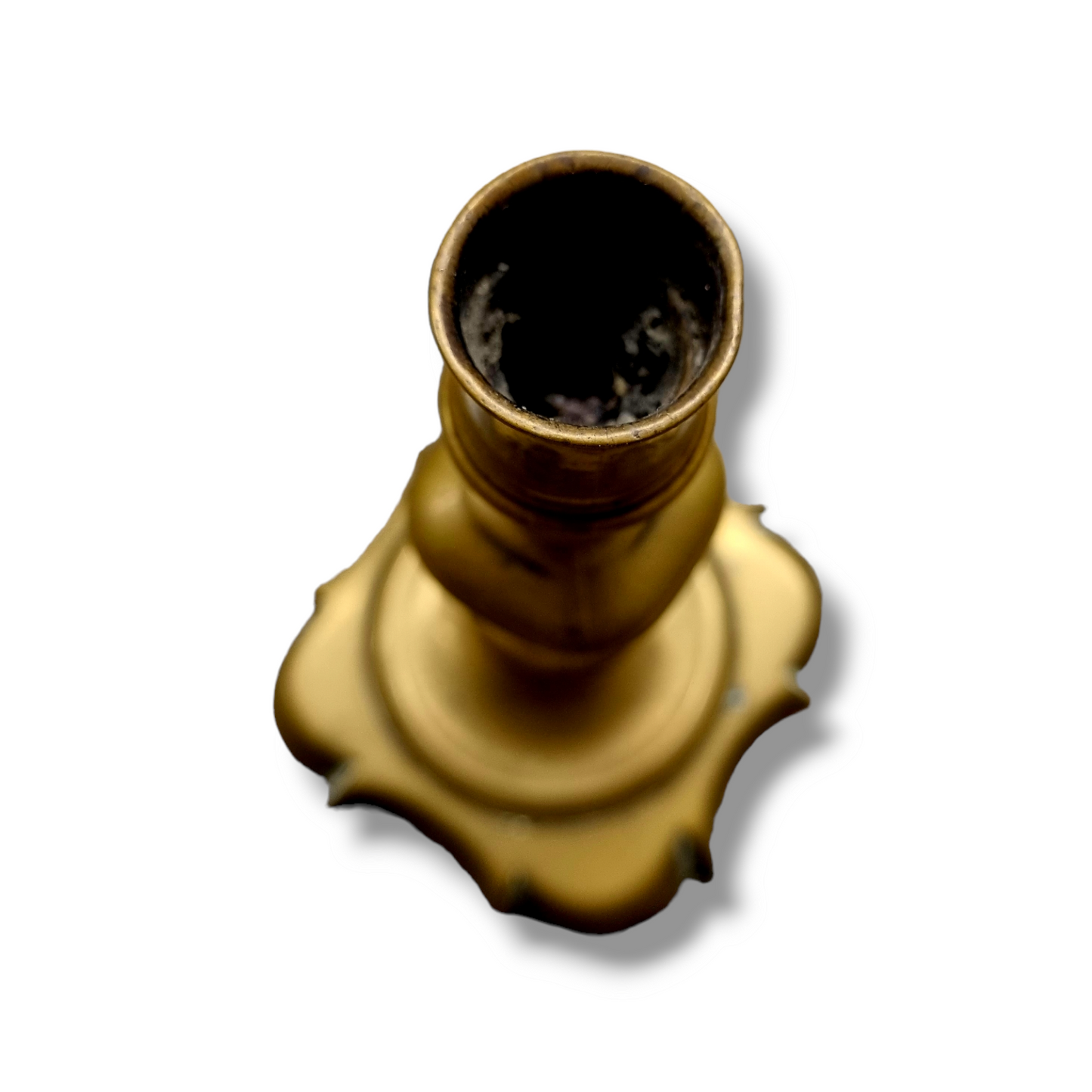 Mid 18th Century English Brass Seamed Candlestick – Double-Knopped Stem, Circa 1745–1765