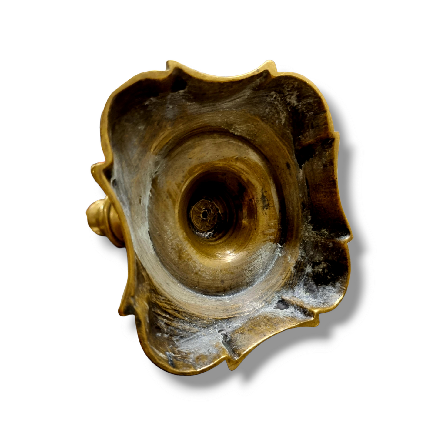 Mid 18th Century English Brass Seamed Candlestick – Double-Knopped Stem, Circa 1745–1765